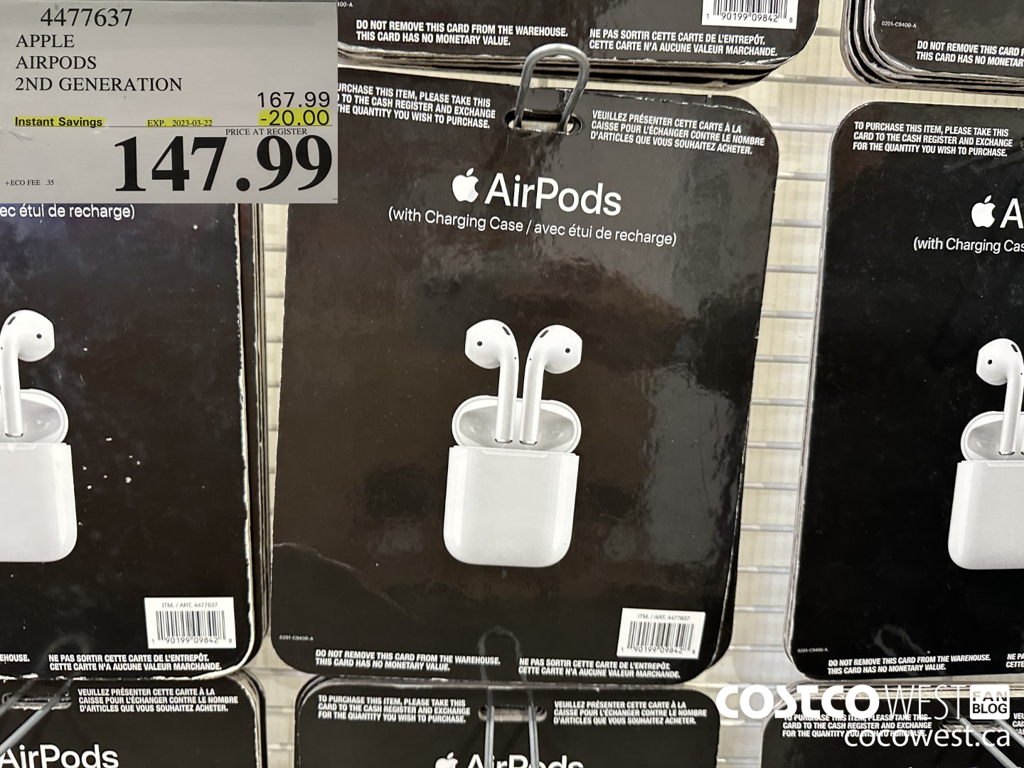 4477637 APPLE AIRPODS 2ND GENERATION ($20.00 INSTANT SAVINGS EXPIRES ON 2023-03-22) $147.99