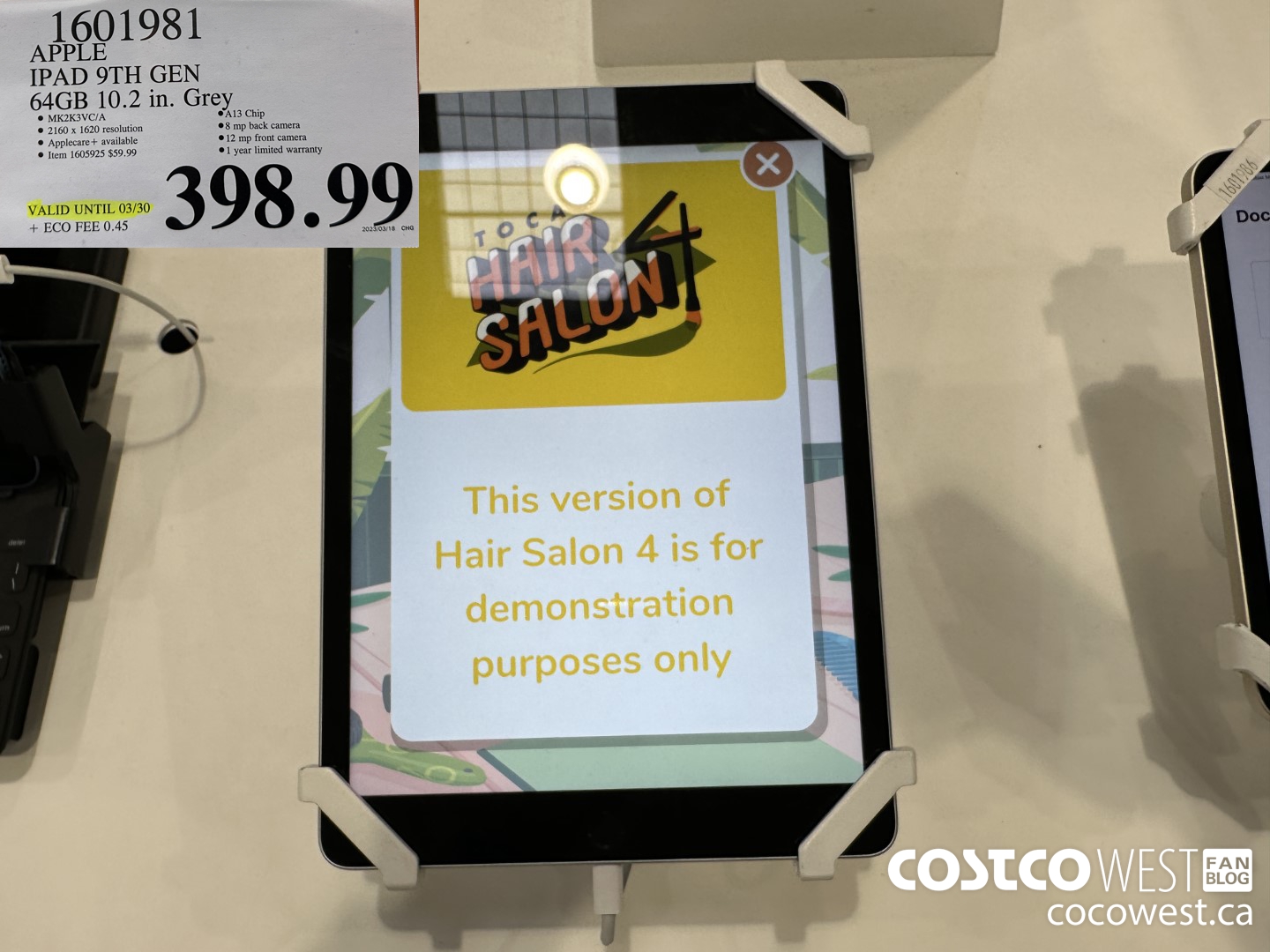 1601981 APPLE IPAD 64GB SPG MK2K3VC/A (EXPIRES ON 2023-03-30) $398.99