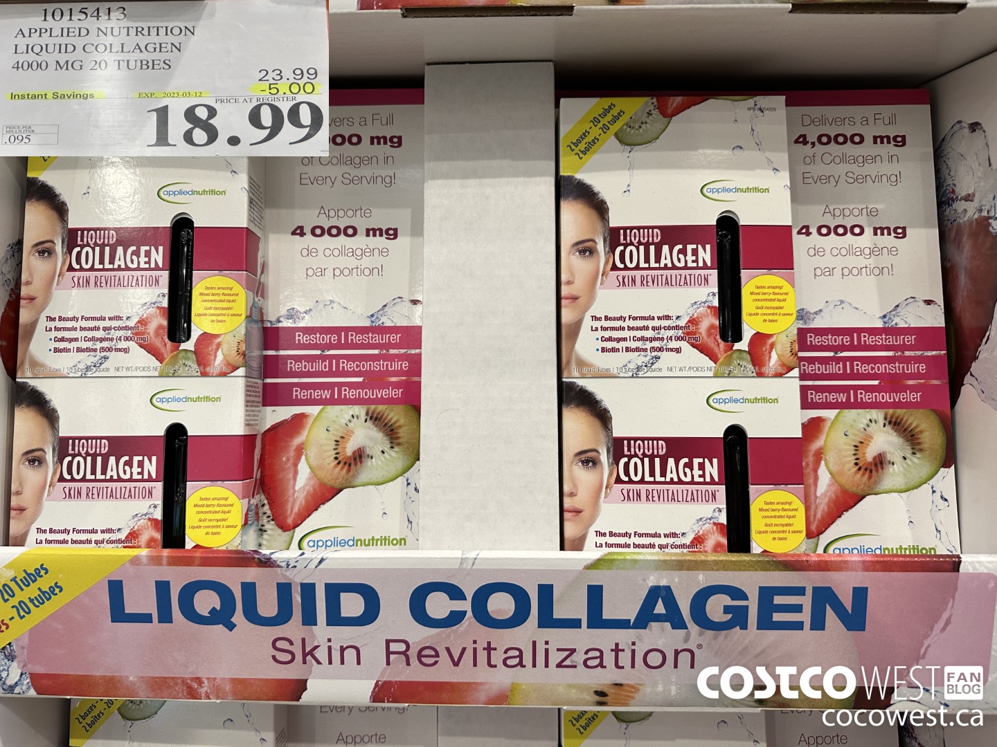 1015413 APPLIED NUTRITION LIQUID COLLAGEN 4000 MG 20 TUBES ($5.00 INSTANT SAVINGS EXPIRES ON 2023-03-12) $18.99