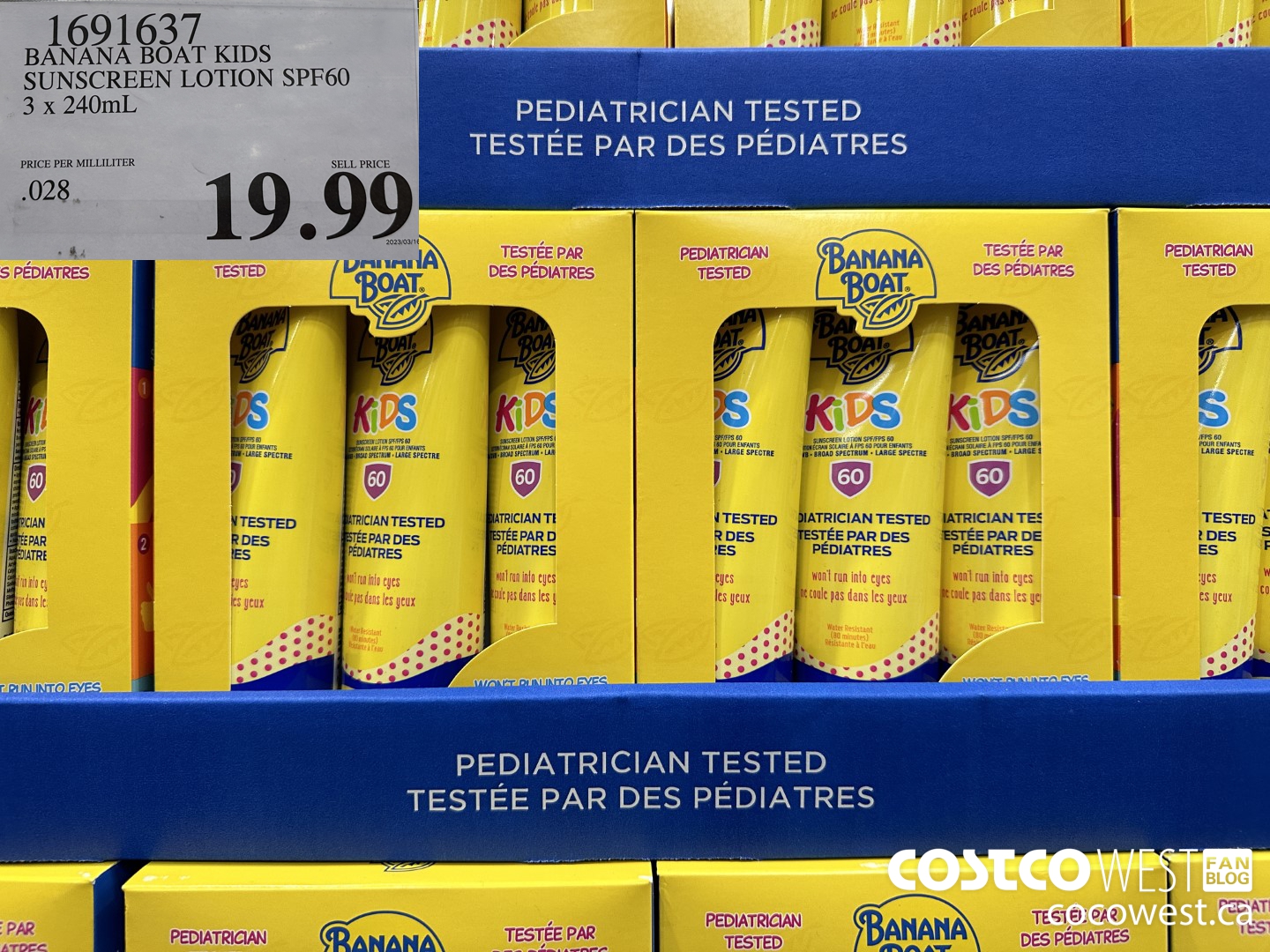 1691637 BANANA BOAT KIDS SUNSCREEN LOTION SPF60 3 x 240mL $19.99