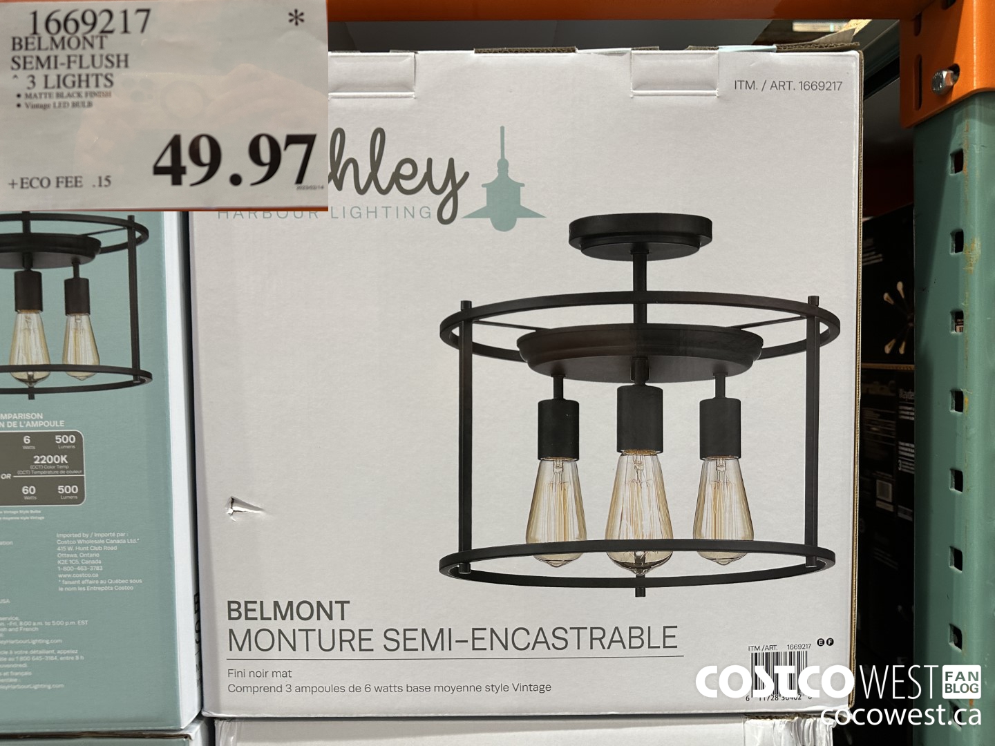 1669217 BELMONT SEMI-FLUSH 3 LIGHTS $49.97