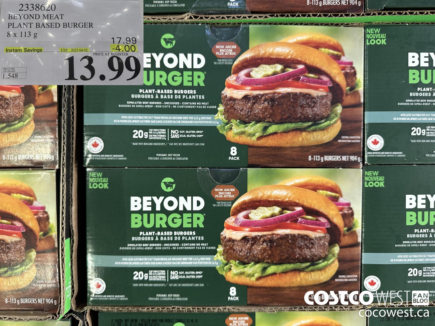 2338620 BEYOND MEAT PLANT BASED BURGER 8 x 113 g ($4.00 INSTANT SAVINGS EXPIRES ON 2023-04-02) $13.99
