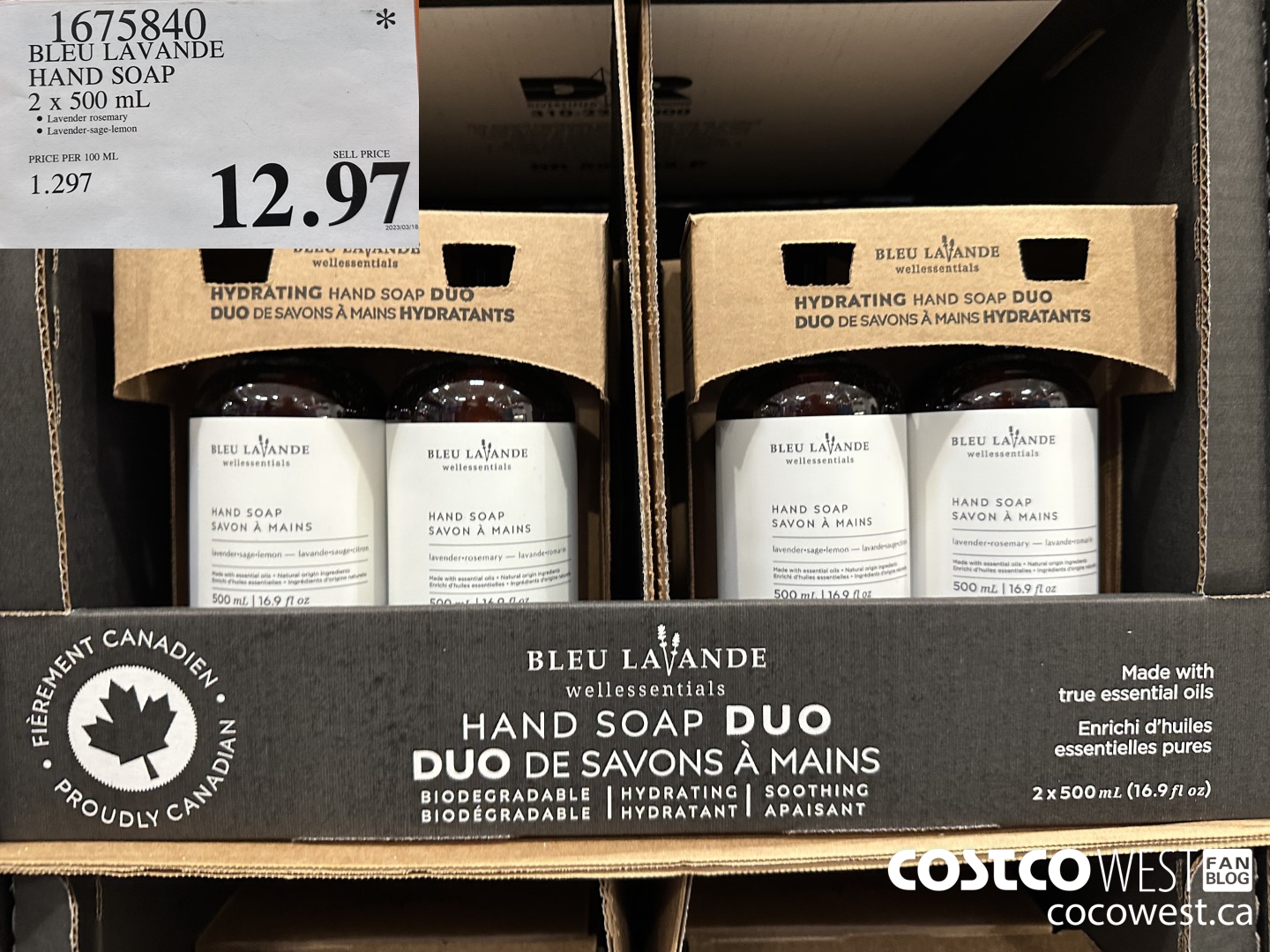 1675840 BLEU LAVANDE HAND SOAP 2 x 500 mL $12.97