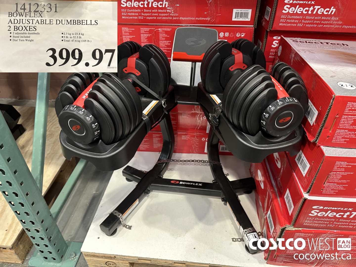 1412331 BOWFLEX ADJUSTABLE DUMBBELLS 2 BOXES  $399.97