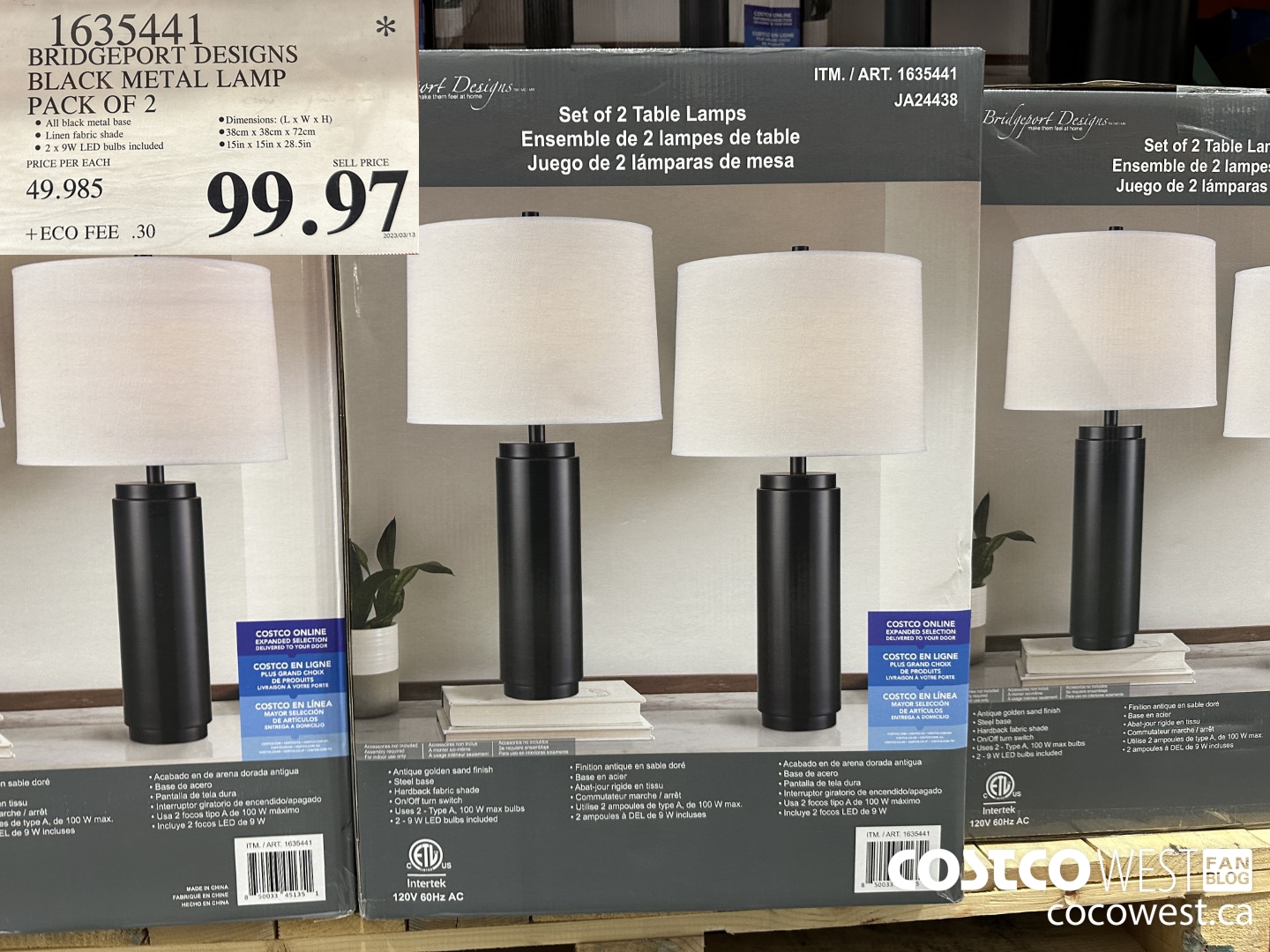 1635441 BRIDGEPORT DESIGNS BLACK METAL LAMP PACK OF 2 $99.97