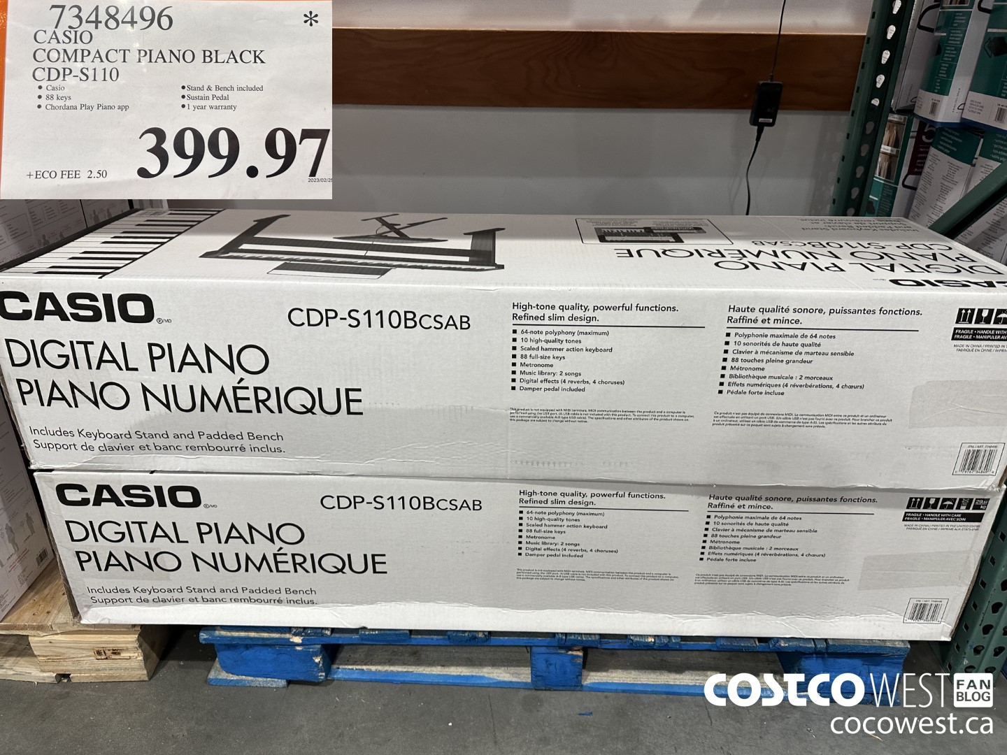 7348496 CASIO COMPACT PIANO BLACK CDP-S110 $399.97