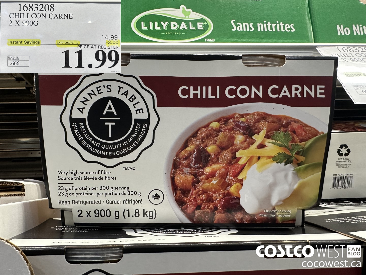 1683208 CHILE CON CARNE 2 X 900G ($3.00 INSTANT SAVINGS EXPIRES ON 2023-03-12) $11.99