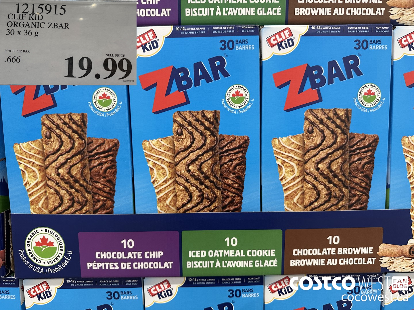 1215915 CLIF KID ORGANIC ZBAR 30 X 36G $19.99