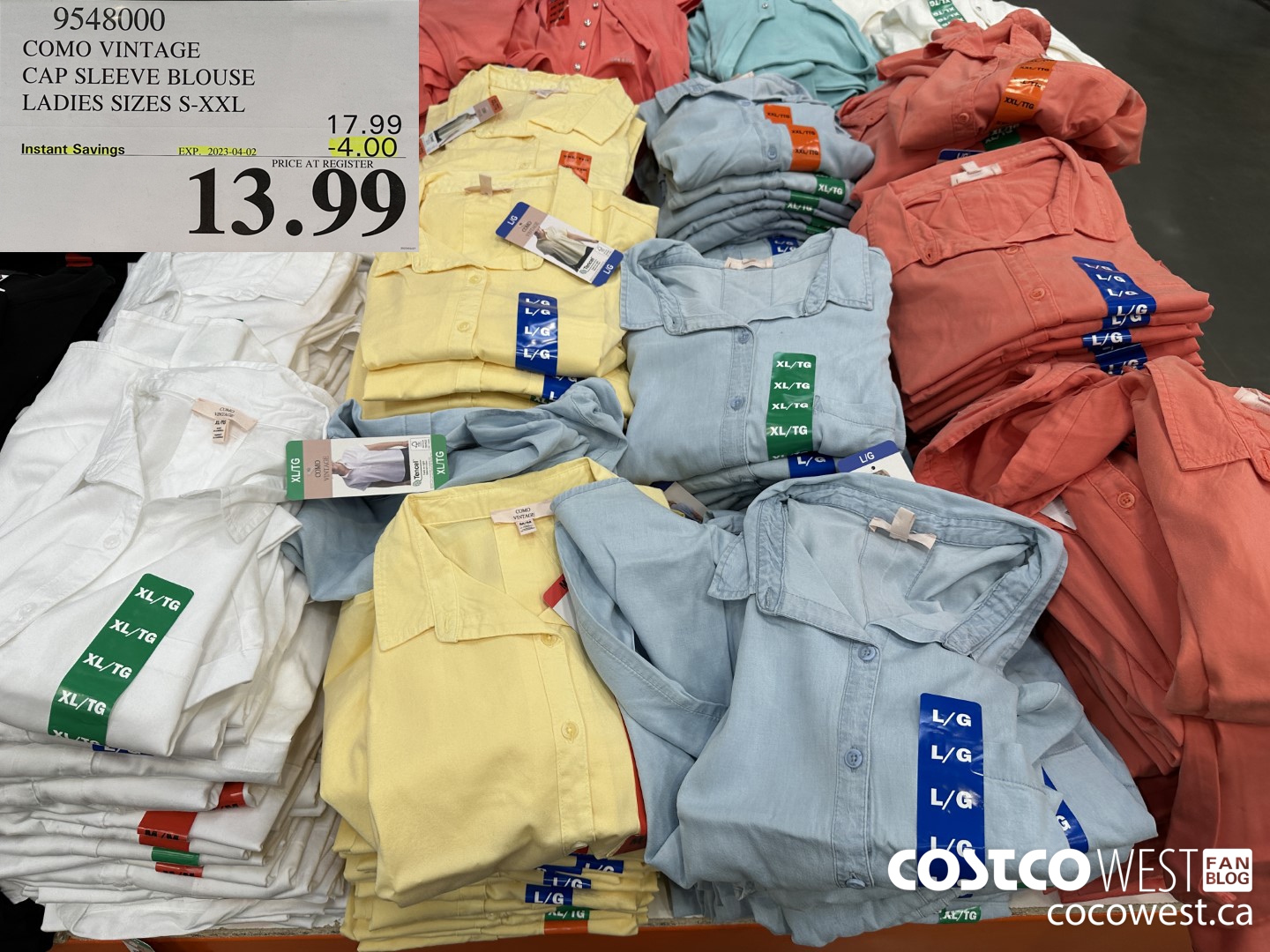 9548000 COMO VINTAGE CAP SLEEVE BLOUSE LADIES SIZES S-XXL ($4.00 INSTANT SAVINGS EXPIRES ON 2023-04-02) $13.99