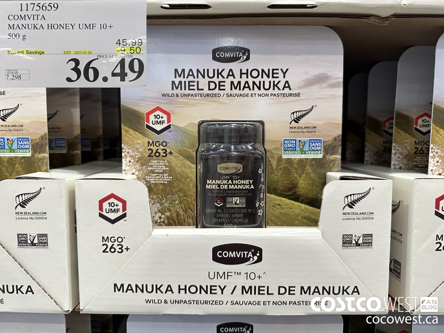 1175659 COMVITA MANUKA HONEY UMF 10+ 500 G ($9.50 INSTANT SAVINGS EXPIRES ON 2023-03-26) $36.49