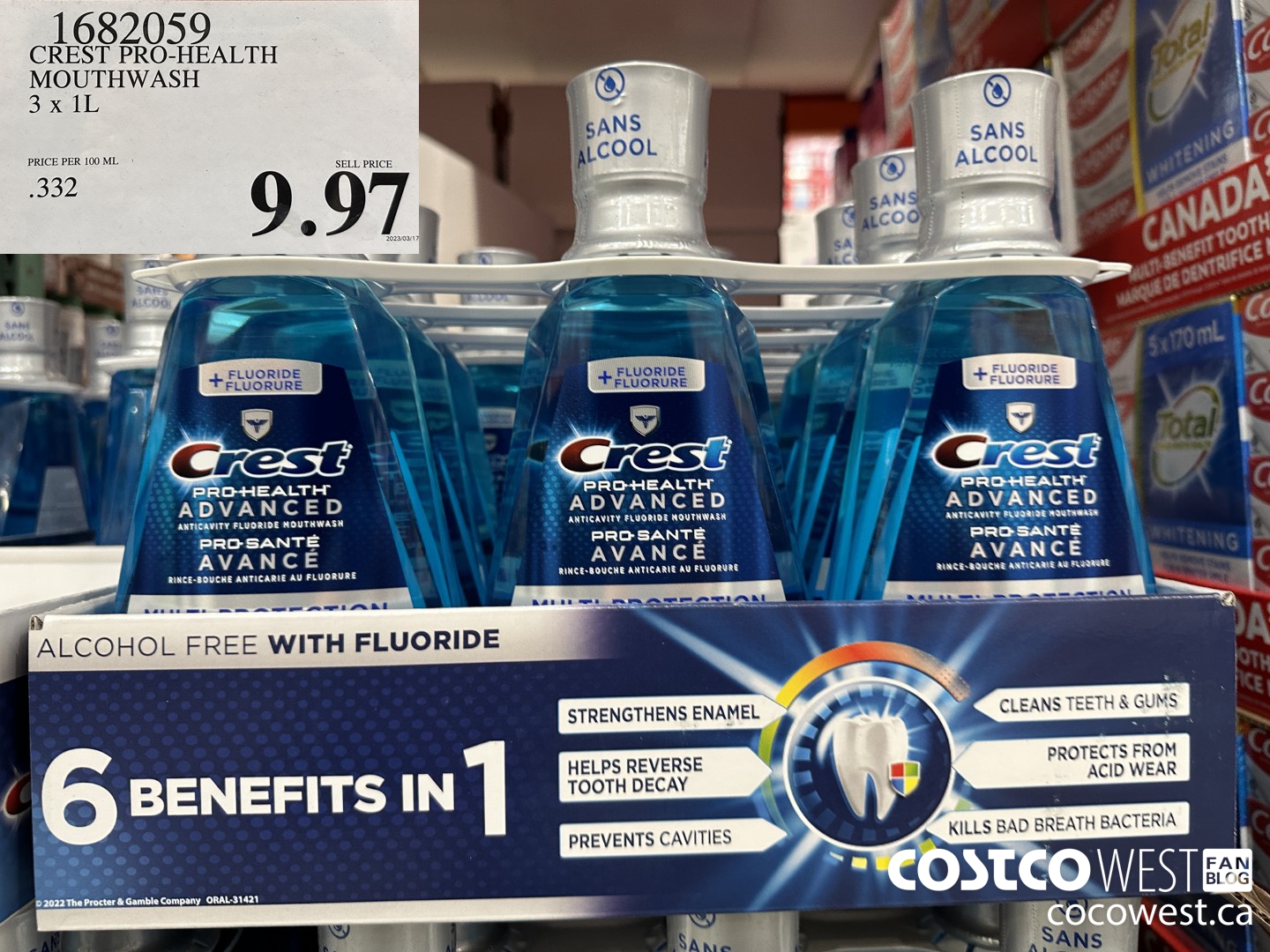 1682059 CREST PRO-HEALTH MOUTHWASH 3 X 1L $9.97