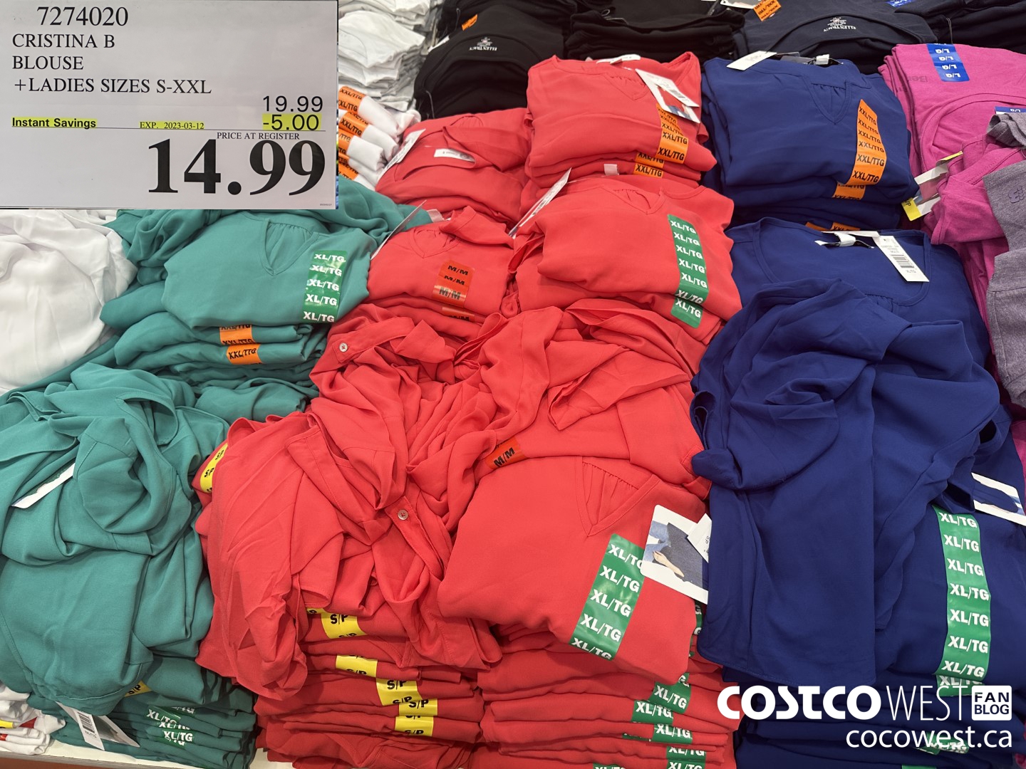 7274020 CRISTINA B BLOUSE LADIES SIZES S-XXL ($5.00 INSTANT SAVINGS EXPIRES ON 2023-03-12) $14.99