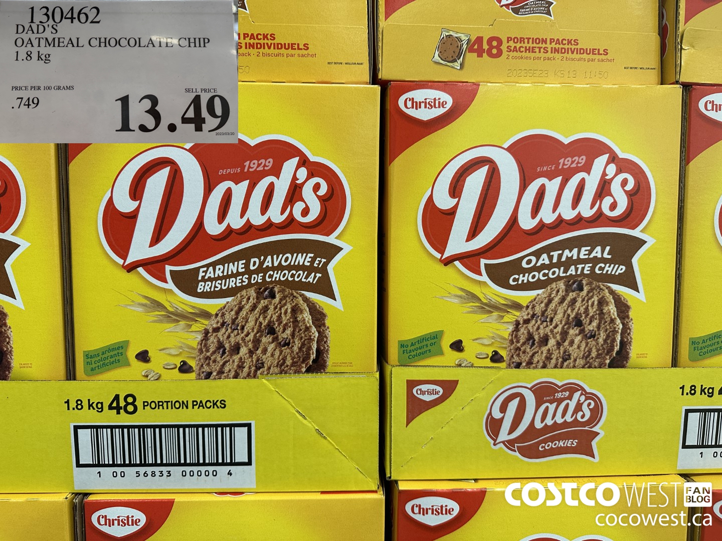 130462 DAD'S OATMEAL CHOCOLATE CHIP 1.8 KG $13.49