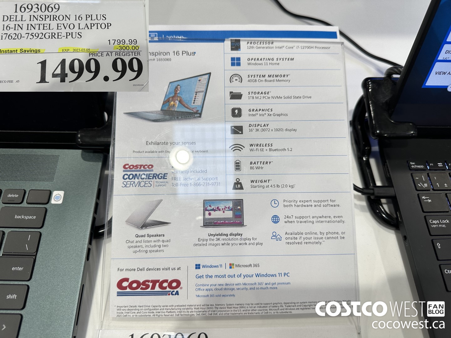 1693069 DELL INSPIRON 16 PLUS 16-IN INTEL EVO LAPTOP I7620-7592GRE-PUS ($300.00 INSTANT SAVINGS EXPIRES ON 2023-03-05) $1499.99