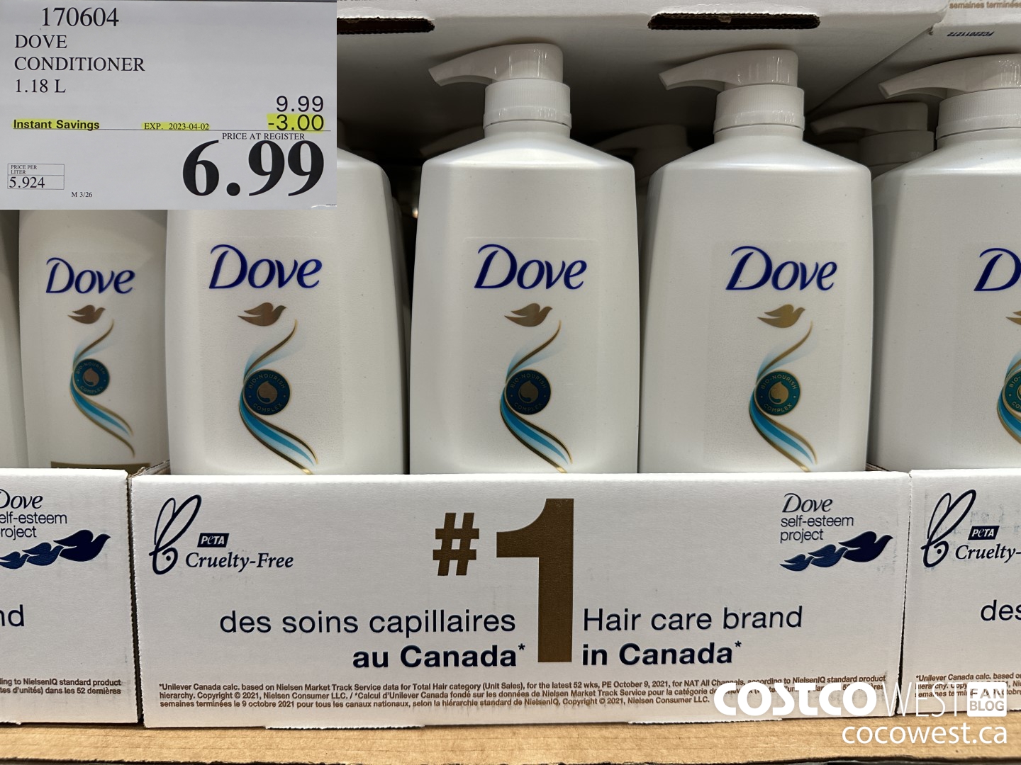 170604 DOVE CONDITIONER 1.18 L ($3.00 INSTANT SAVINGS EXPIRES ON 2023-04-02) $6.99