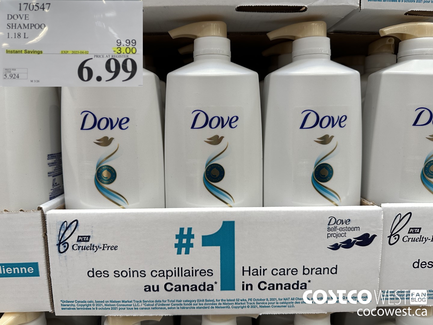 170547 DOVE SHAMPOO 1.18 L  ($3.00 INSTANT SAVINGS EXPIRES ON 2023-04-02) $6.99