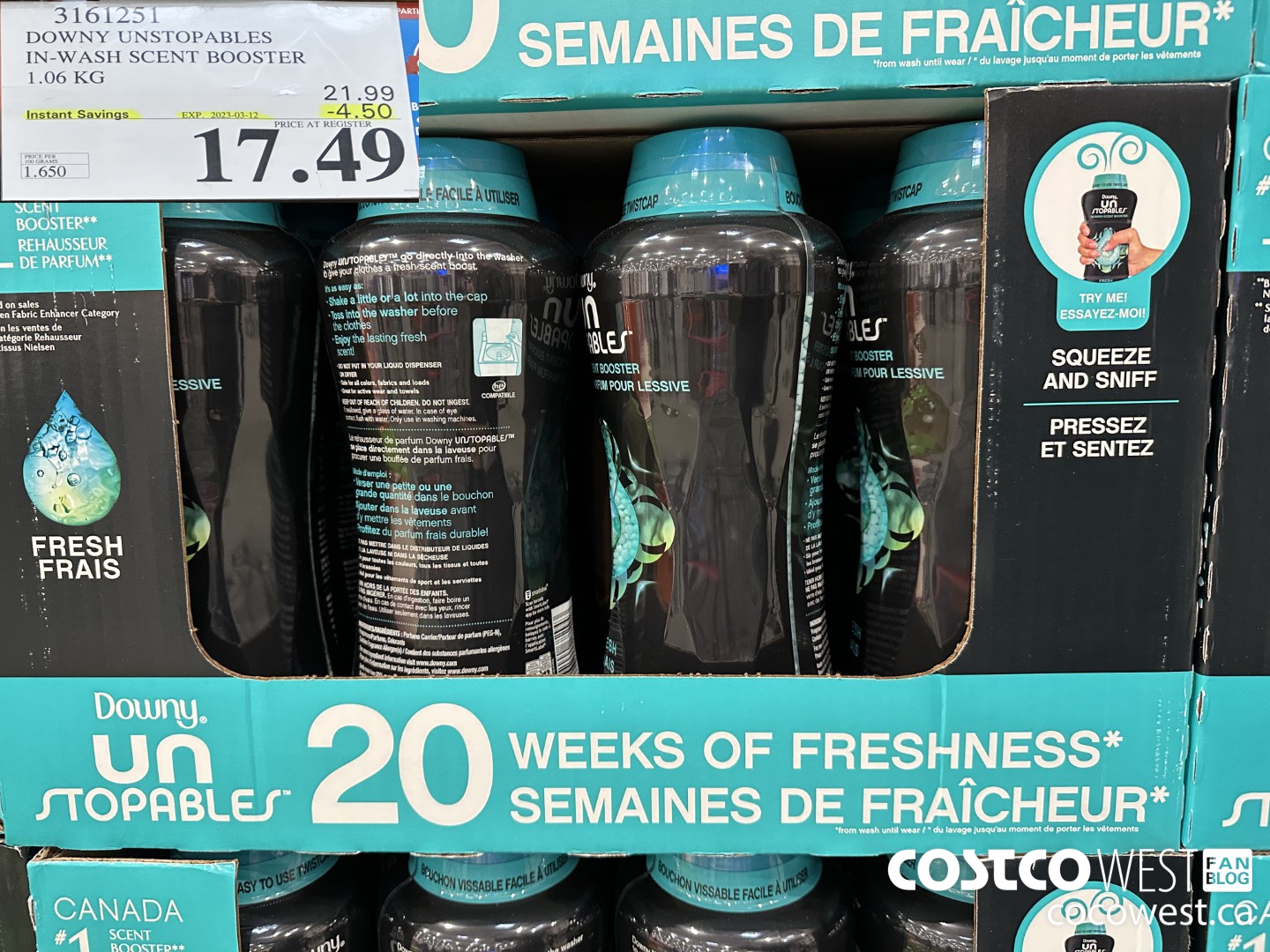 3161251 DOWNY UNSTOPABLES IN-WASH SCENT BOOSTER 1.06 KG ($4.50 INSTANT SAVINGS EXPIRES ON 2023-03-12) $17.49