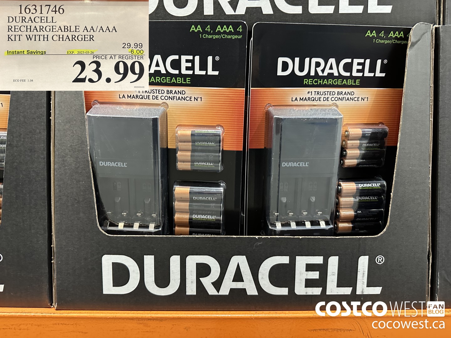 1631746 DURACELL RECHARGEABLE AA/AAA KIT WITH CHARGER ($6.00 INSTANT SAVINGS EXPIRES ON 2023-03-26) $23.99