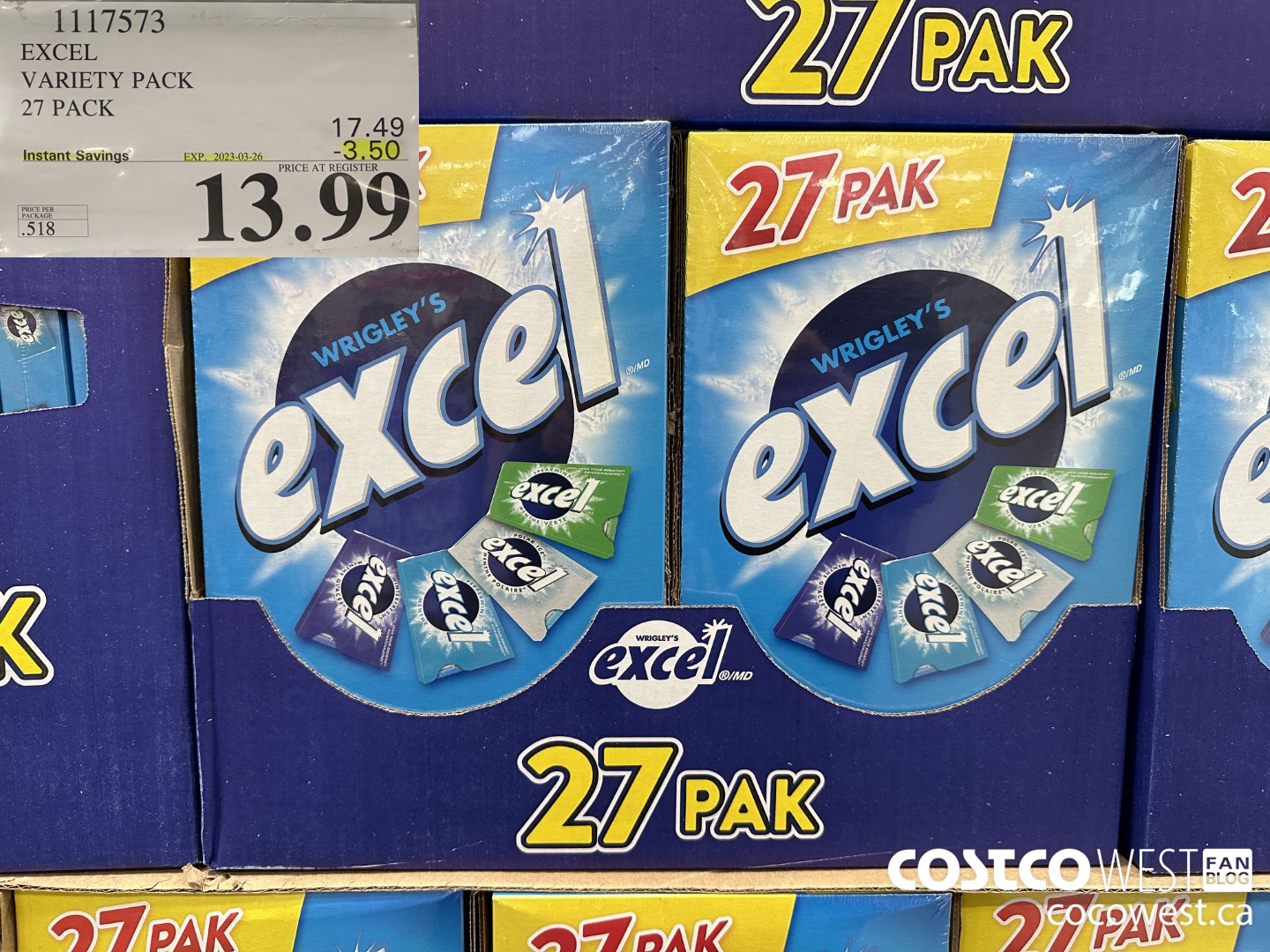1117573 EXCEL VARIETY PACK 27 PACK ($3.50 INSTANT SAVINGS EXPIRES ON 2023-03-26) $13.99