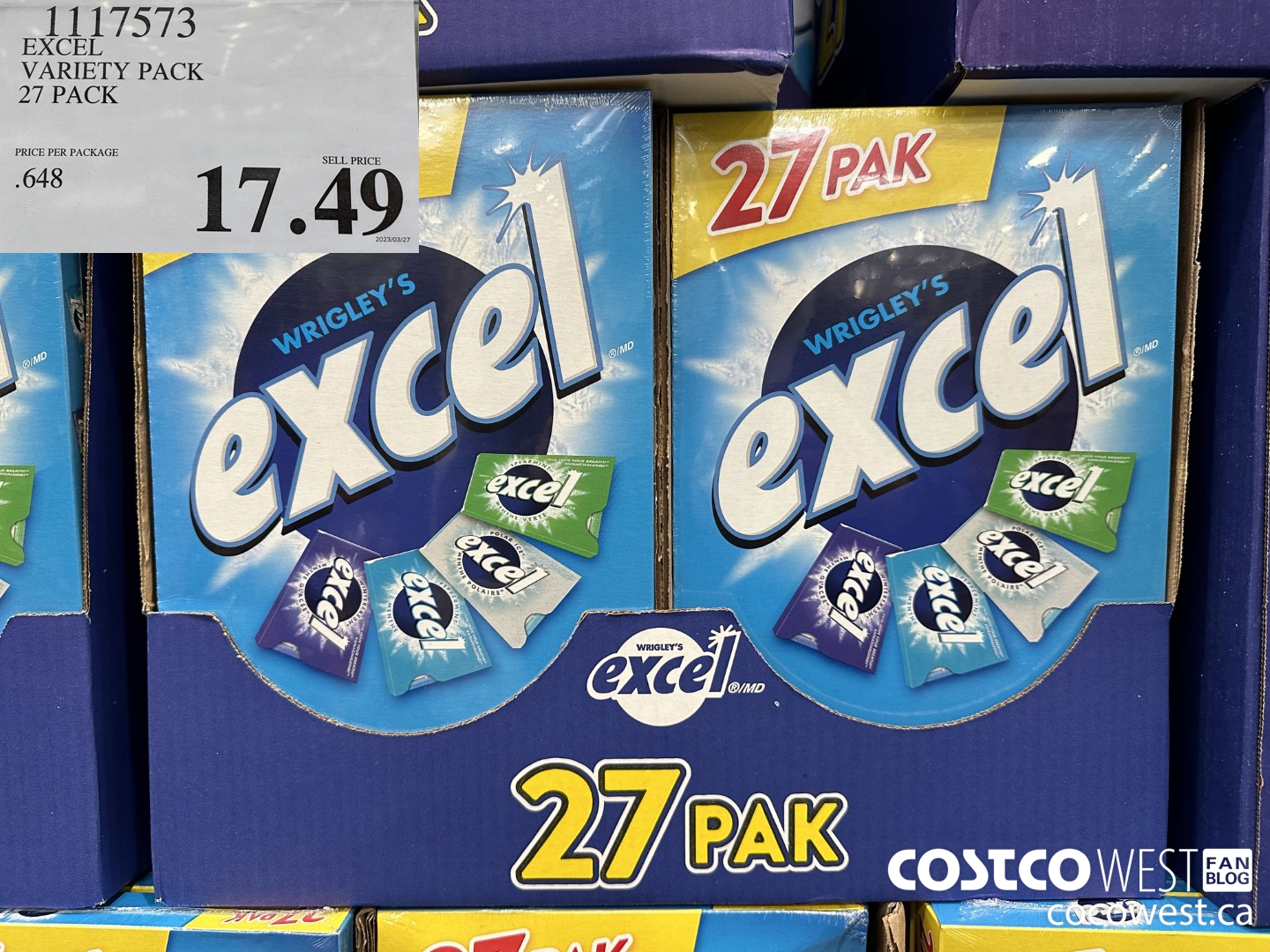 1117573 EXCEL VARIETY PACK 27 PACK $17.49