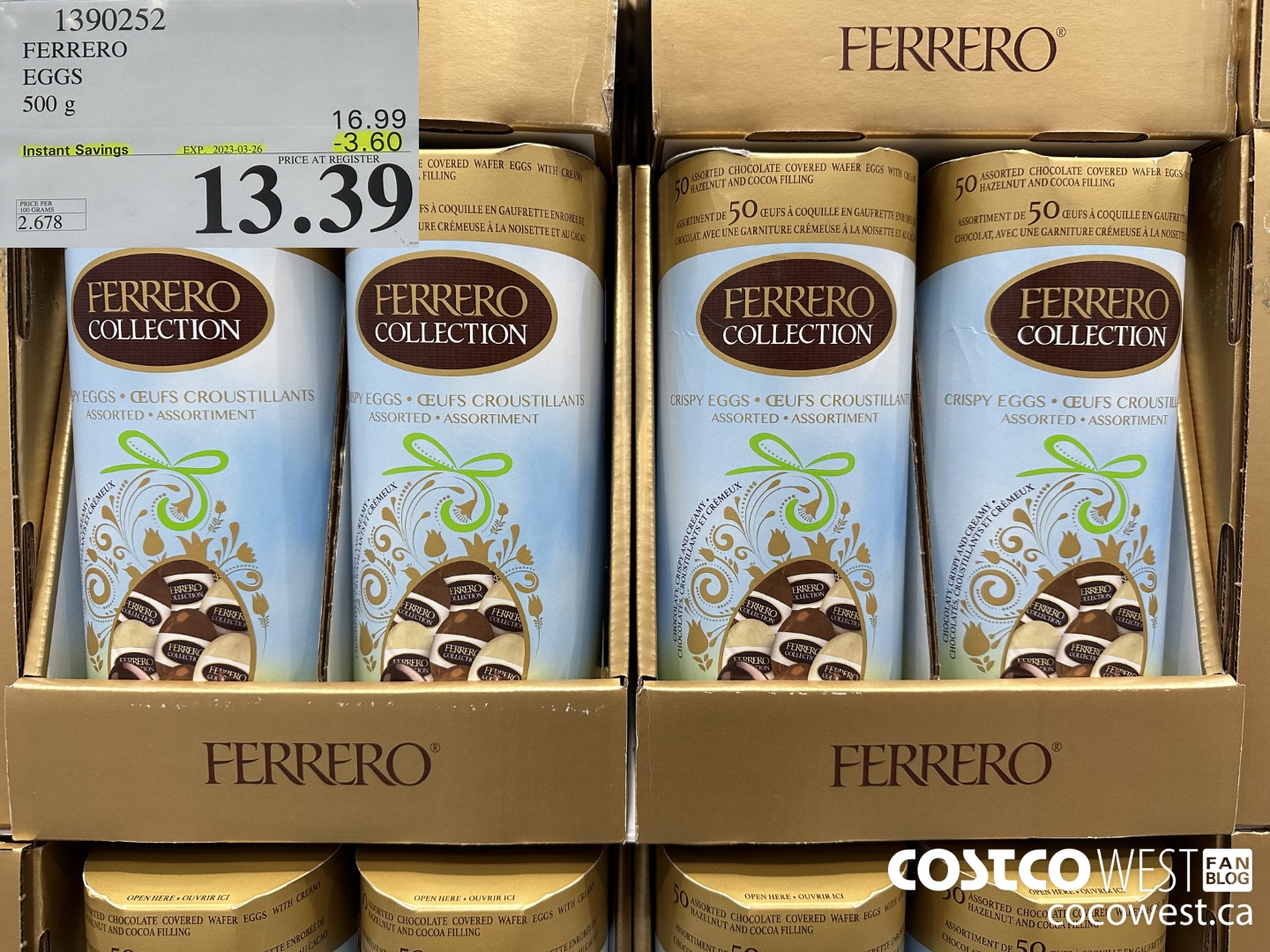 1390252 FERRERO EGGS 500 g ($3.60 INSTANT SAVINGS EXPIRES ON 2023-03-26) $13.39