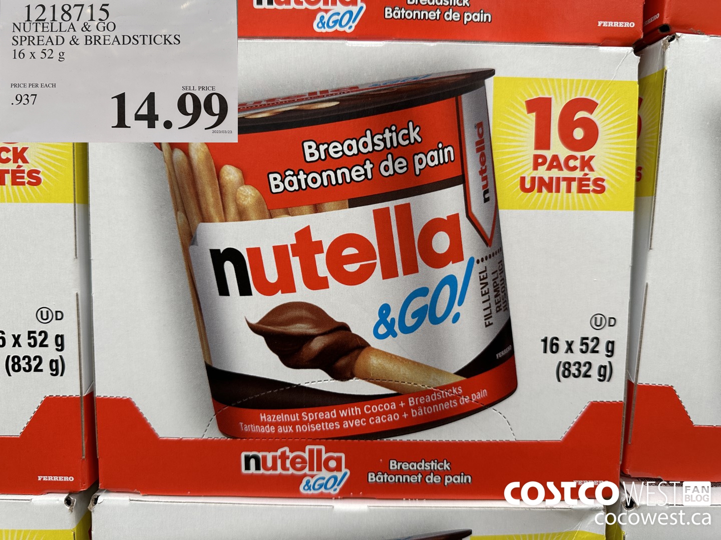 1218715 FERRERO NUTELLA AND GO 16 x 52 g $14.99