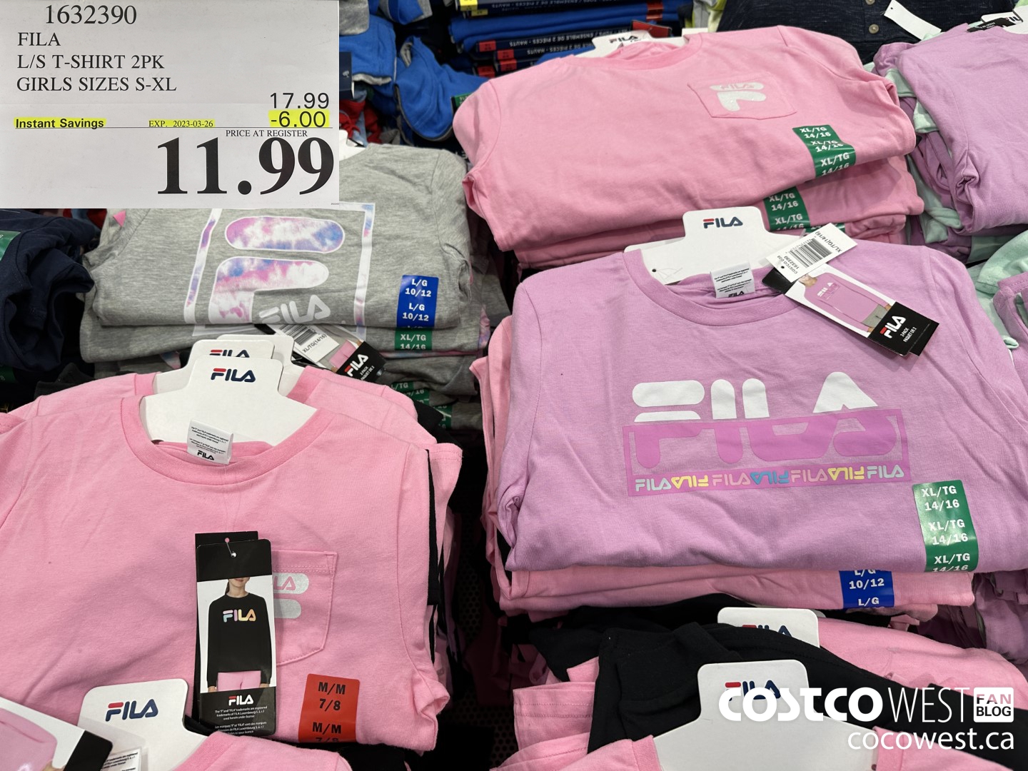 1632390 FILA L/S T-SHIRT 2PK GIRLS SIZES S-XL ($6.00 INSTANT SAVINGS EXPIRES ON 2023-03-26) $11.99