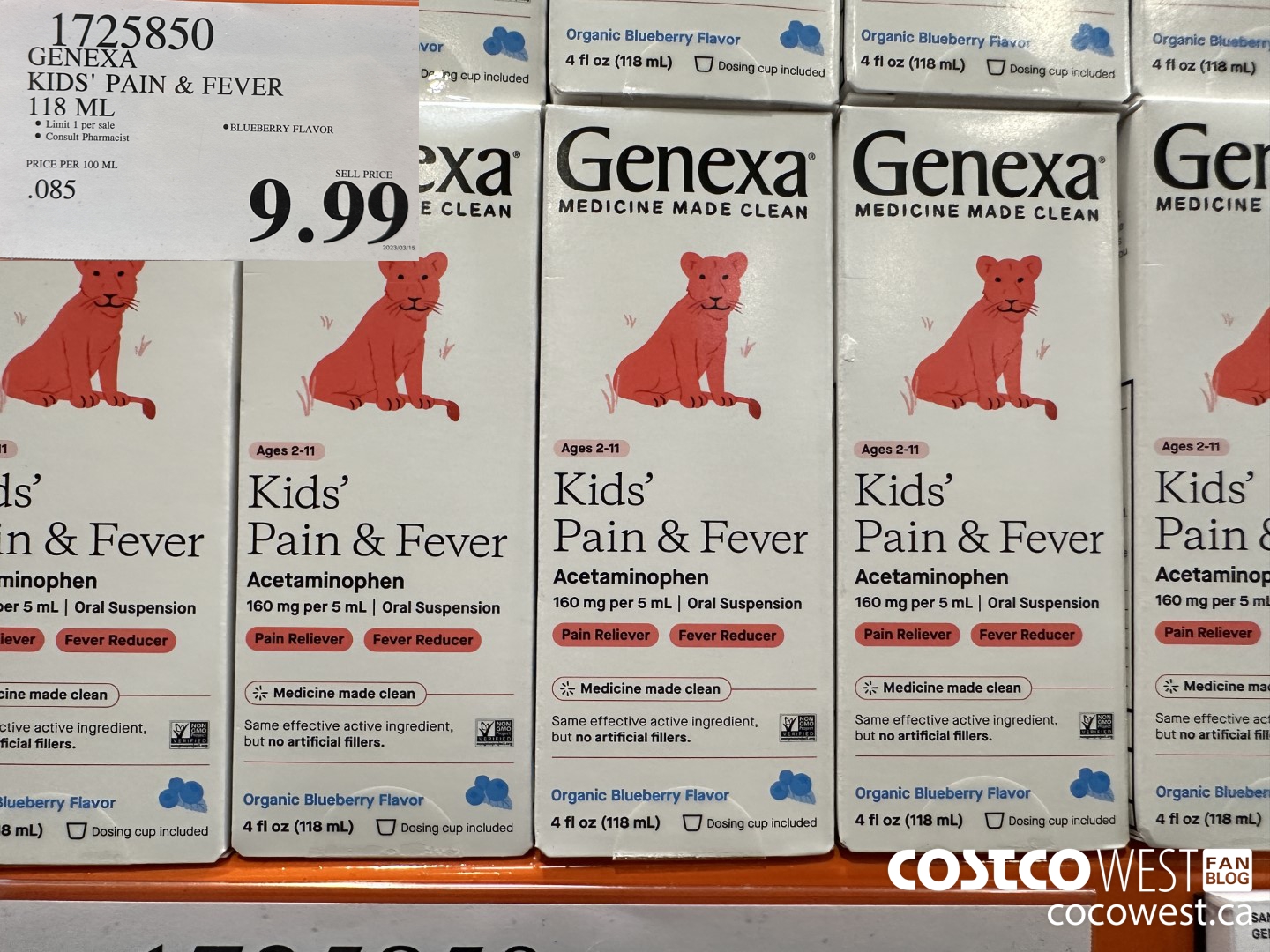 1725850 GENEXA KIDS' PAIN & FEVER 118 ML $9.99