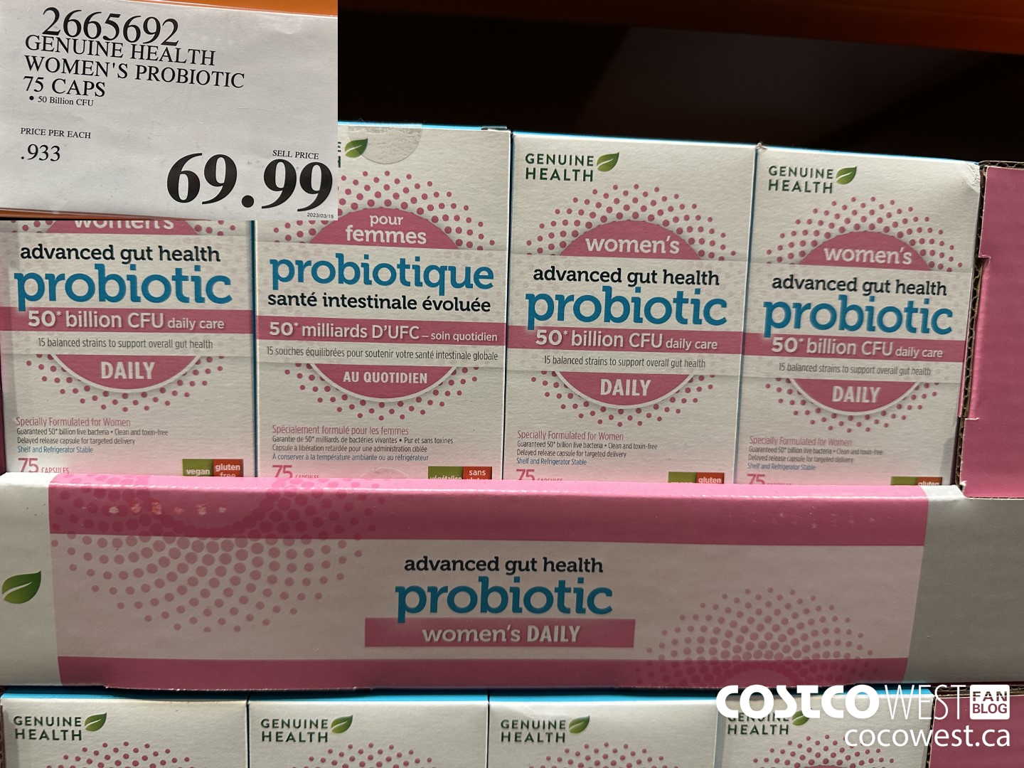 2665692 GENUINE HEALTH WOMEN'S PROBIOTIC 73 CAPS $69.99