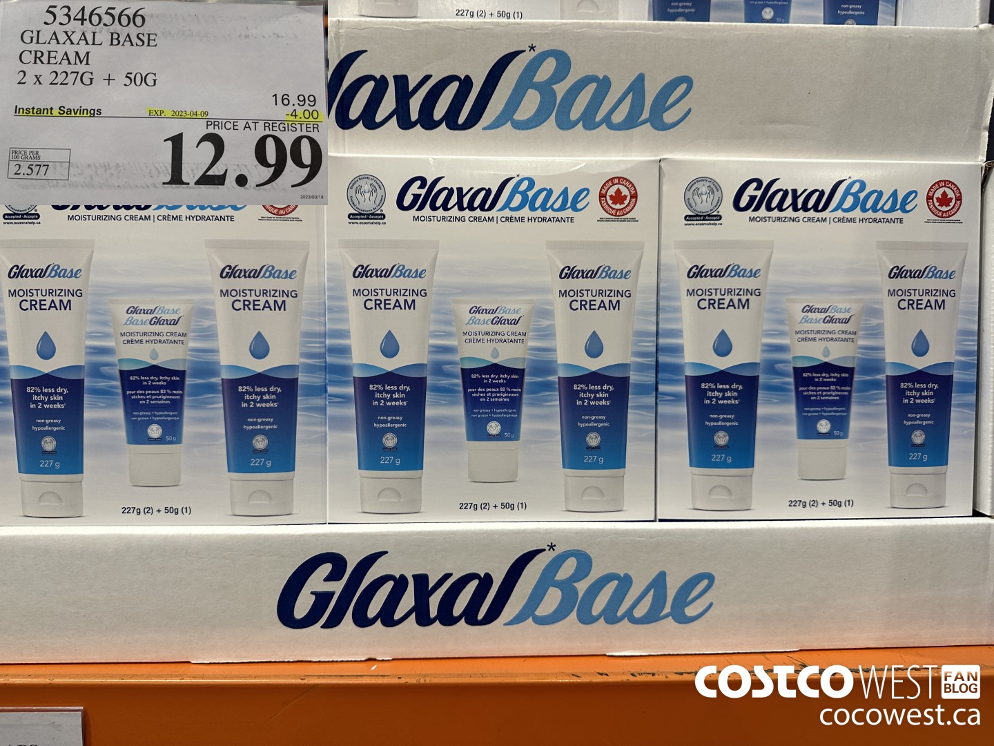 5346566 GLAXAL BASE CREAM 2 X 227 G + 50 G ($4.00 INSTANT SAVINGS EXPIRES ON 2023-04-09) $12.99