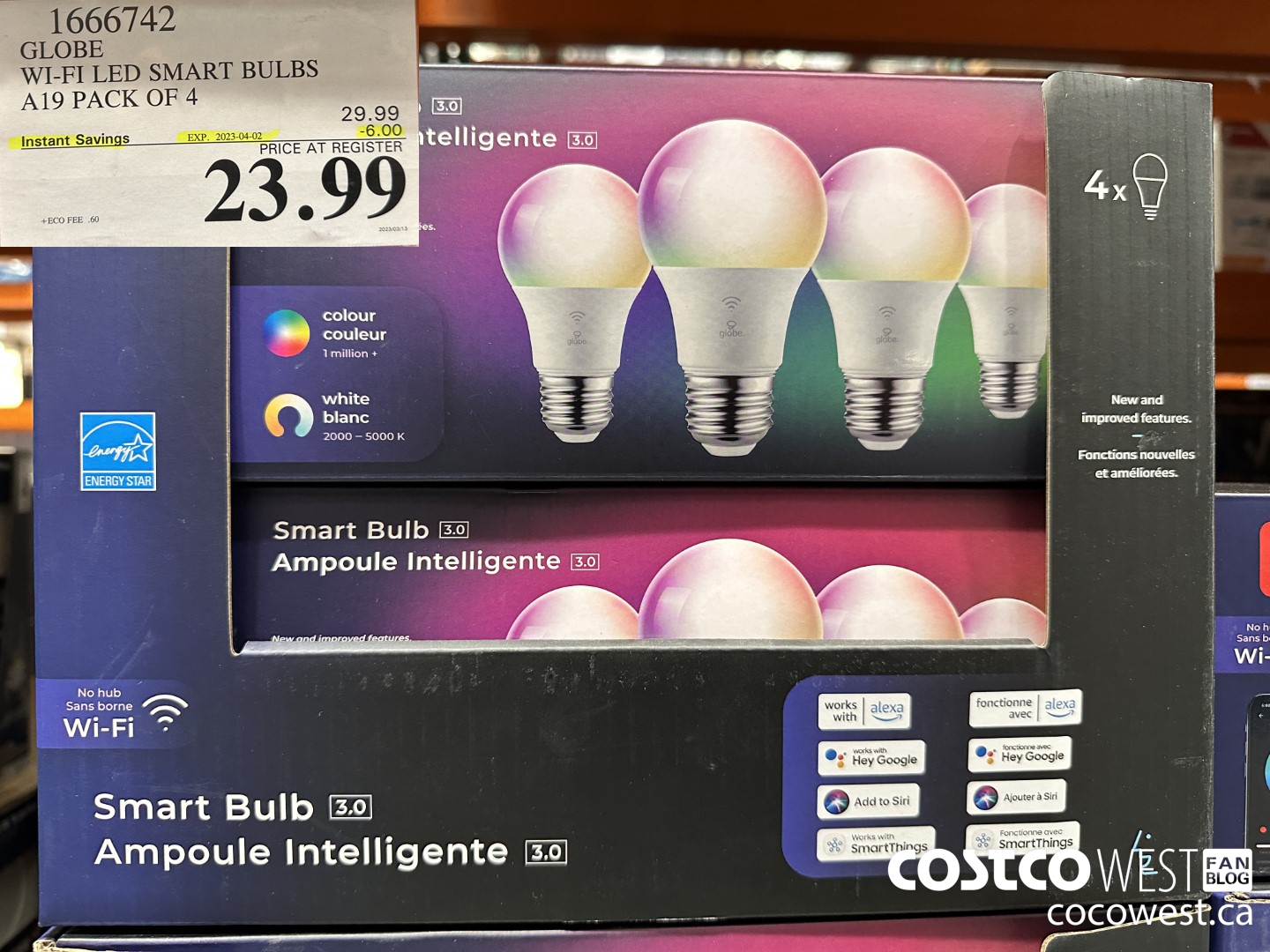 1666742 GLOBE WI-FI LED SMART BULBS A19 PACK OF 4 ($6.00 INSTANT SAVINGS EXPIRES ON 2023-04-02) $23.99