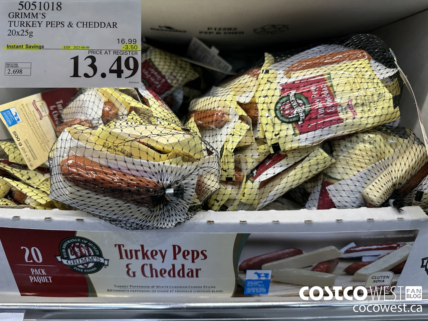 5051018 GRIMM'S TURKEY PEPS & CHEDDAR 20X25G ($3.50 INSTANT SAVINGS EXPIRES ON 2023-04-09) $13.49