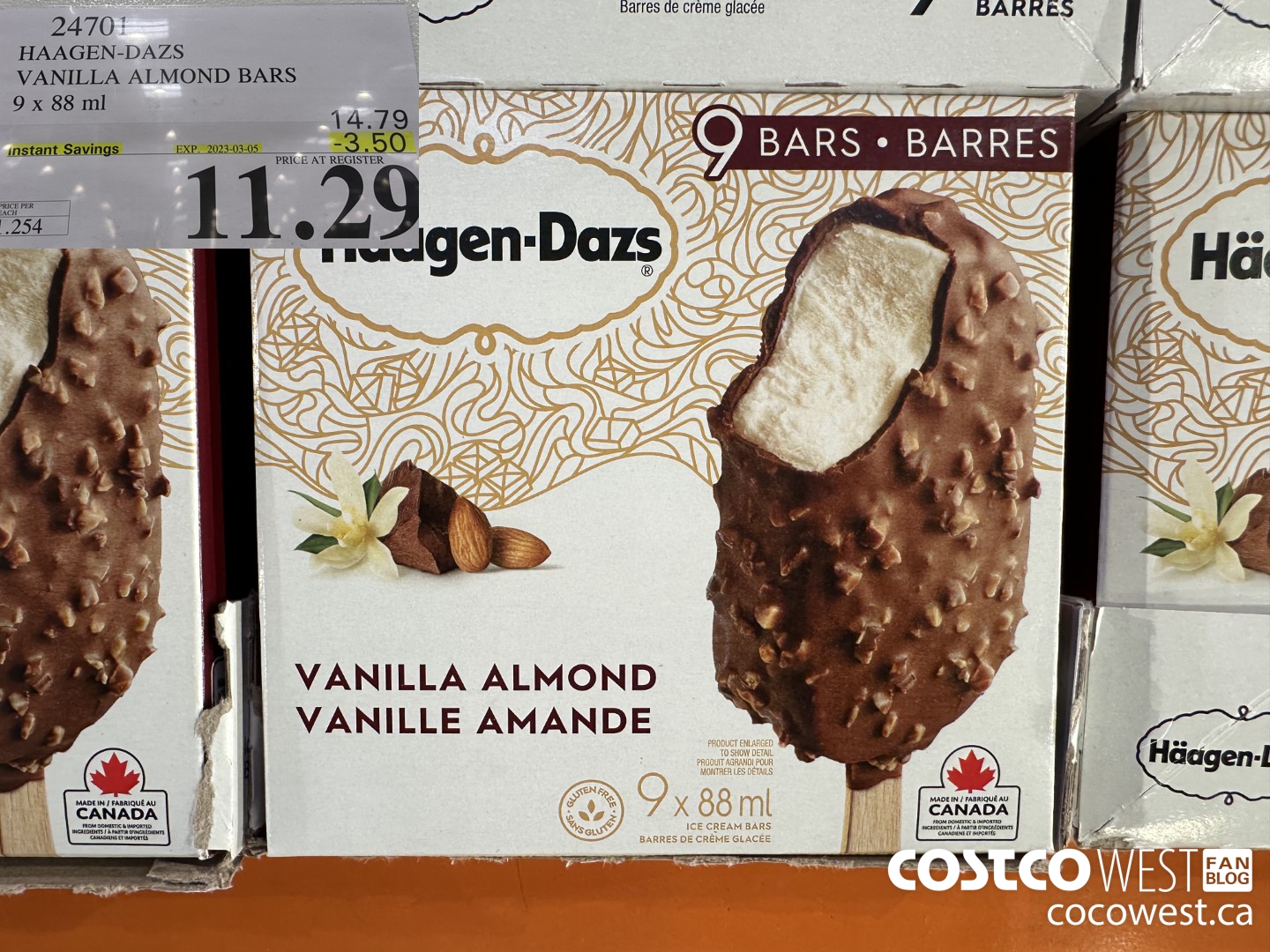 24701 HAAGEN-DAZS ICE CREAM BARS 9 x 88 ml ($3.50 INSTANT SAVINGS EXPIRES ON 2023-03-05) $11.29