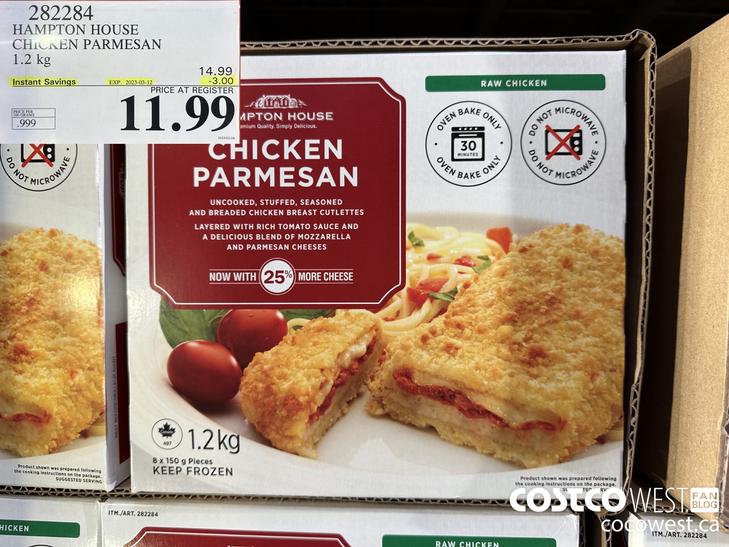 282284 HAMPTON HOUSE CHICKEN PARMESAN 1.2 kg ($3.00 INSTANT SAVINGS EXPIRES ON 2023-03-12) $11.99
