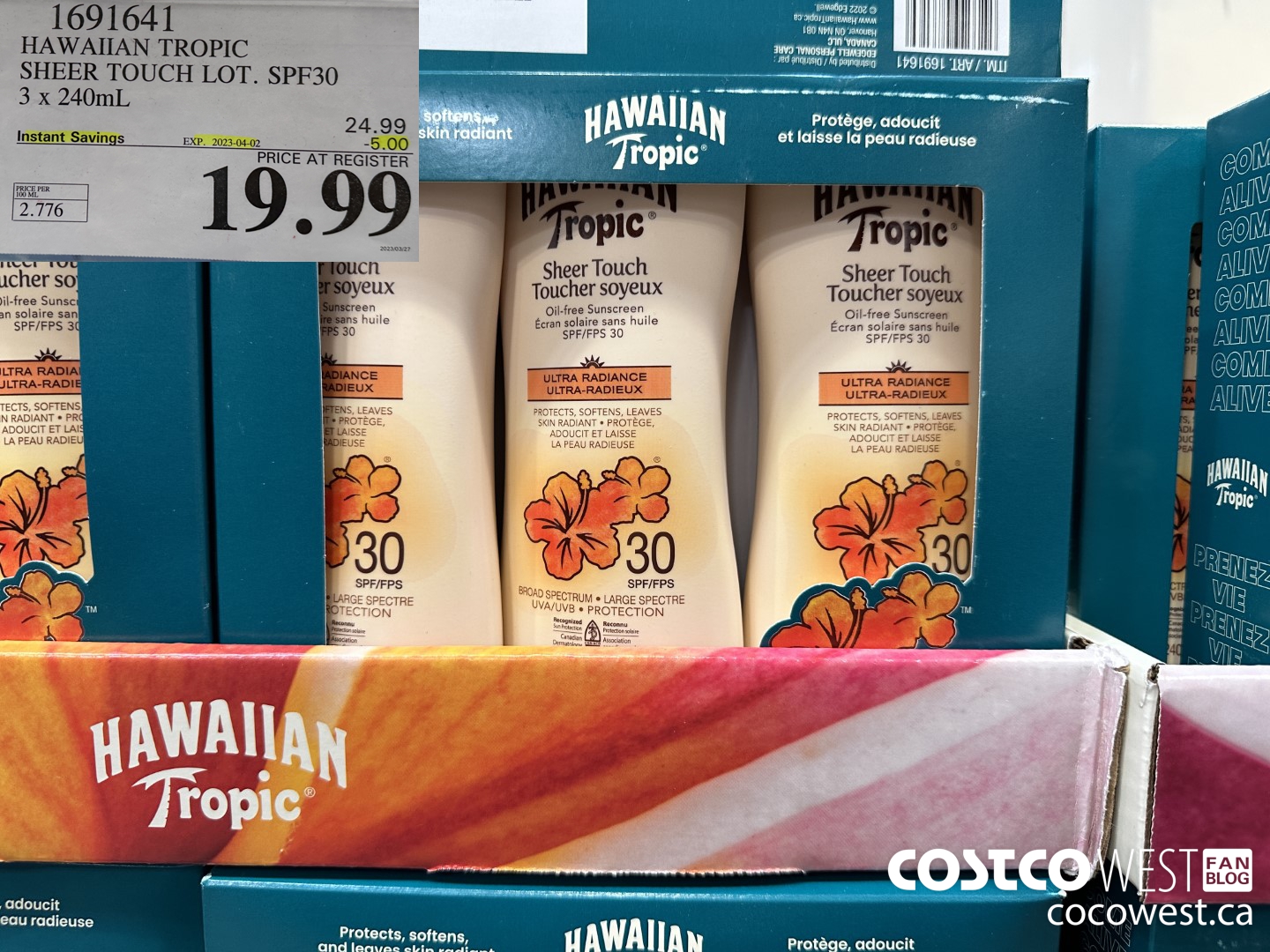 1691641 HAWAIIAN TROPIC SHEER TOUCH LOT. SPF 30 3 X 240 ML ($5.00 INSTANT SAVINGS EXPIRES ON 2023-04-02) $19.99