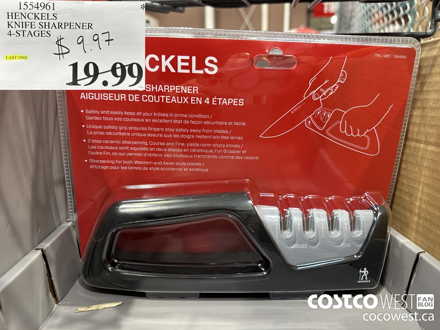1554961 HENCKELS KNIFE SHARPENER 3-STAGES $9.97