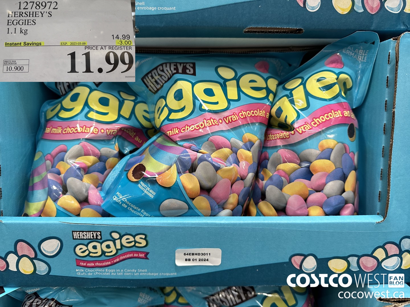 1278972 HERSHEY'S EGGIES 1.1 kg ($3.00 INSTANT SAVINGS EXPIRES ON 2023-03-09) $11.99