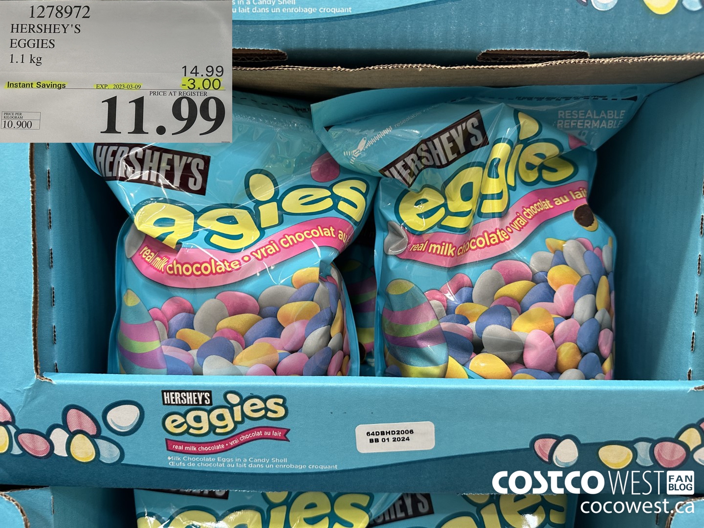 1278972 HERSHEY'S EGGIES 1.1 kg ($3.00 INSTANT SAVINGS EXPIRES ON 2023-03-09) $11.99