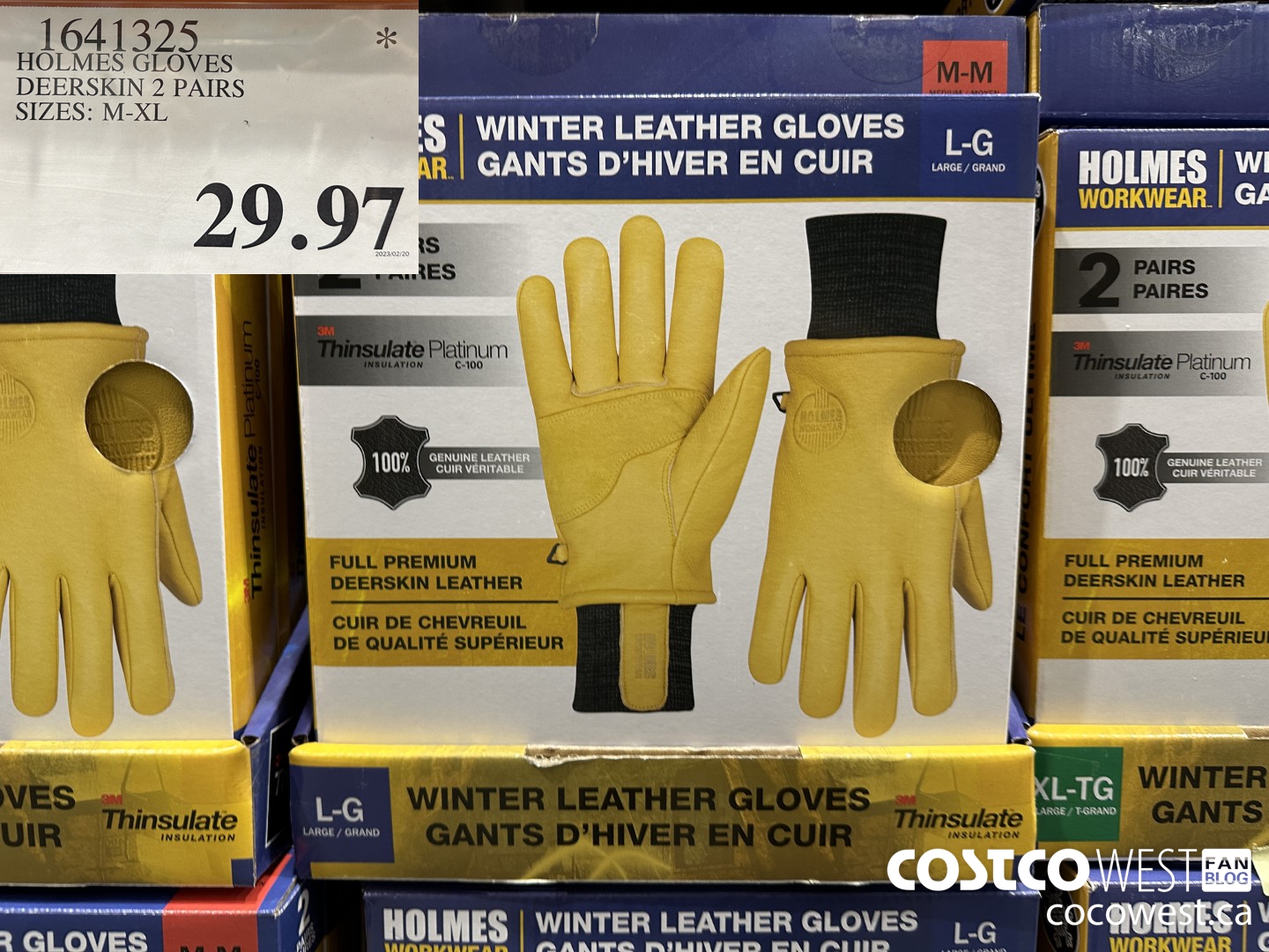1641325 HOLMES GLOVES DEERSKIN 2 PAIRS SIZES: M-XL $29.97