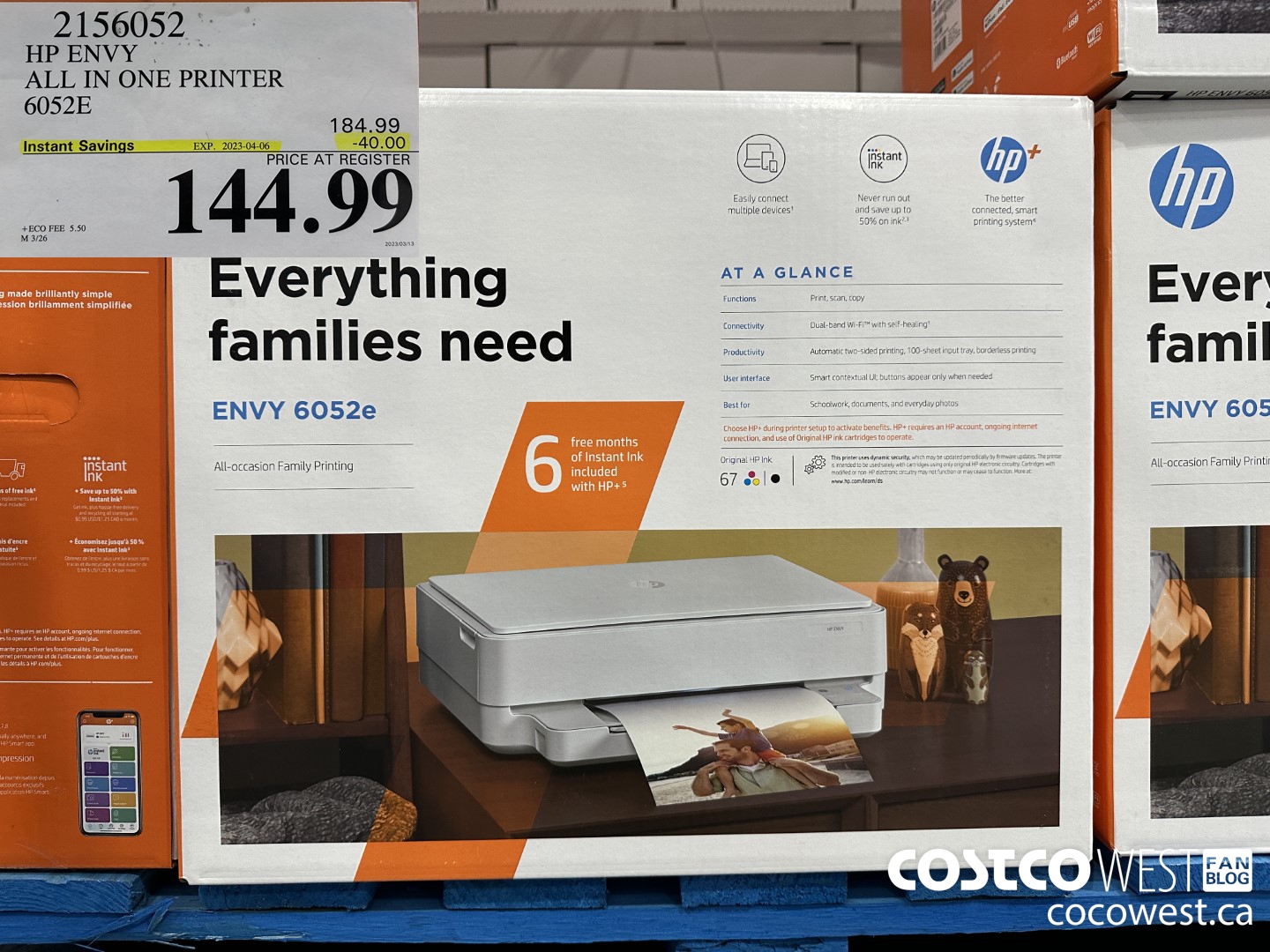 2156052 HP ENVY ALL IN ONE PRINTER 6052E  ($40.00 INSTANT SAVINGS EXPIRES ON 2023-04-06) $144.99