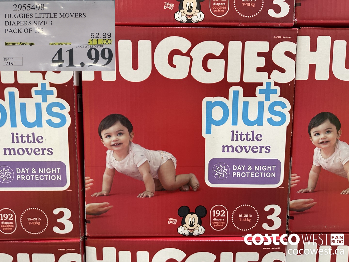 2955498 HUGGIES LITTLE MOVERS DIAPERS SIZE 3 PACK OF 192 ($11.00 INSTANT SAVINGS EXPIRES ON 2023-03-12) $41.99