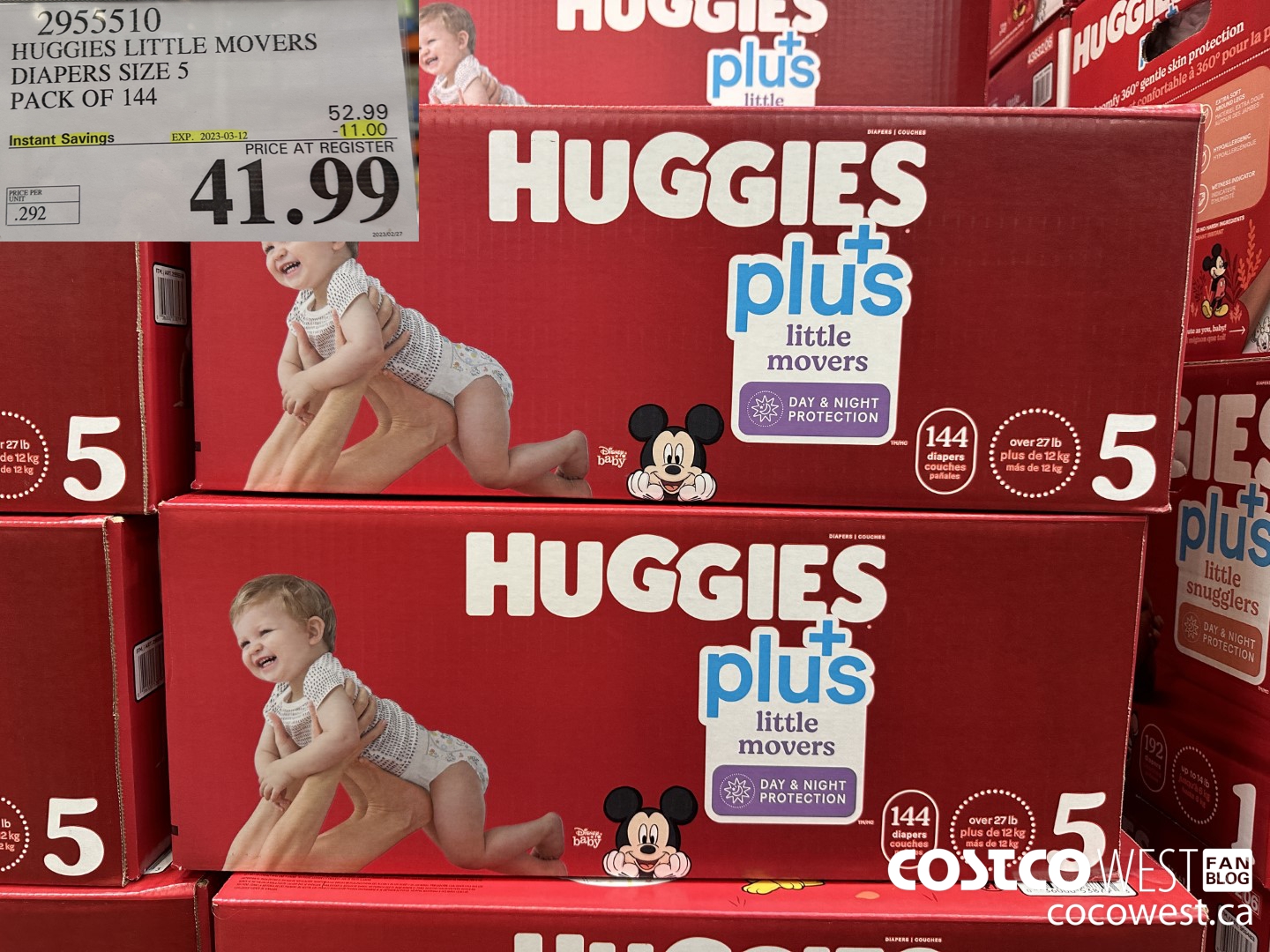 2955510 HUGGIES LITTLE MOVERS DIAPERS SIZE 5 PACK OF 144  ($11.00 INSTANT SAVINGS EXPIRES ON 2023-03-12) $41.99