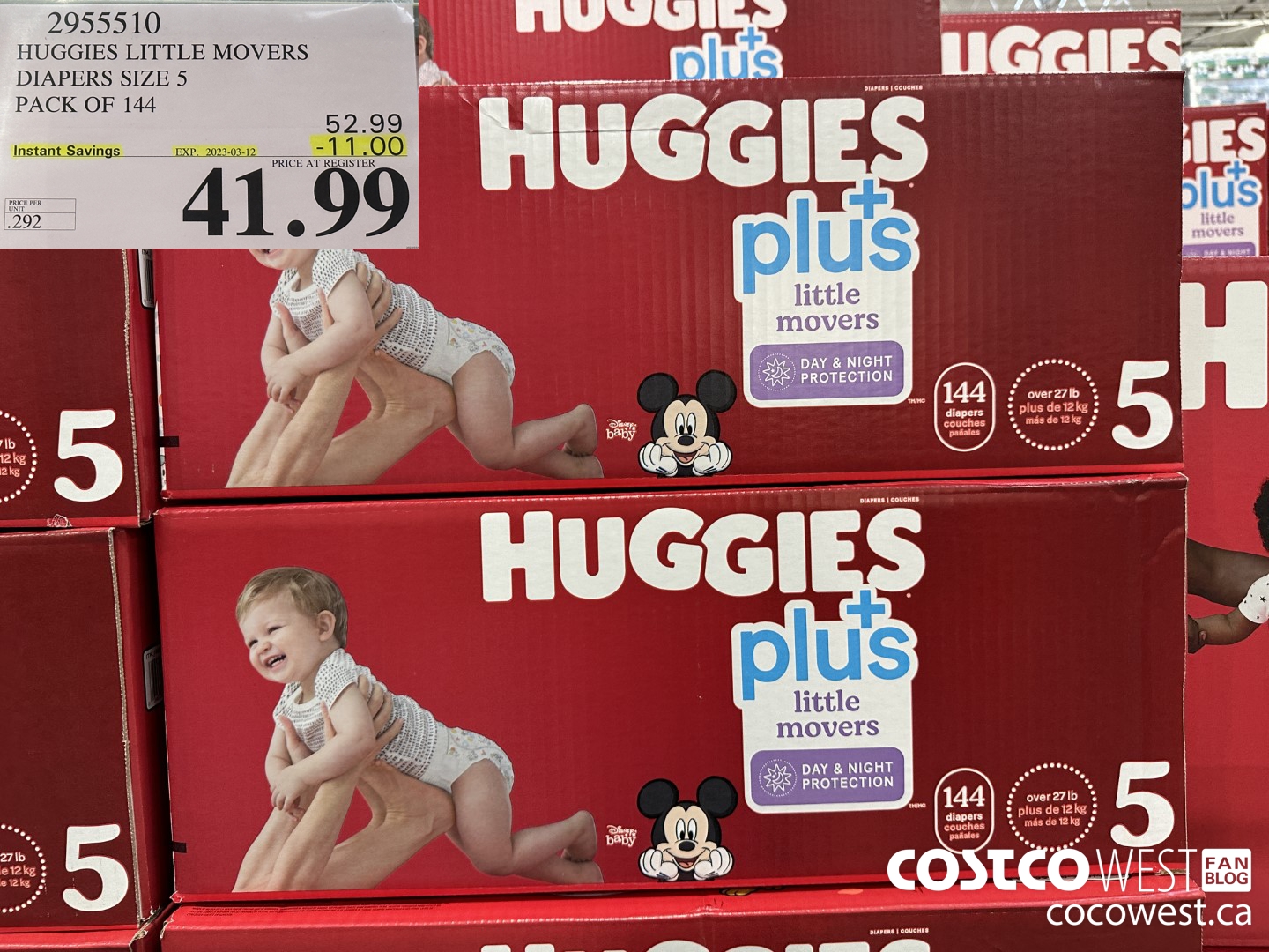 2955510 HUGGIES LITTLE MOVERS DIAPERS SIZE 5 PACK OF 144  ($11.00 INSTANT SAVINGS EXPIRES ON 2023-03-12) $41.99