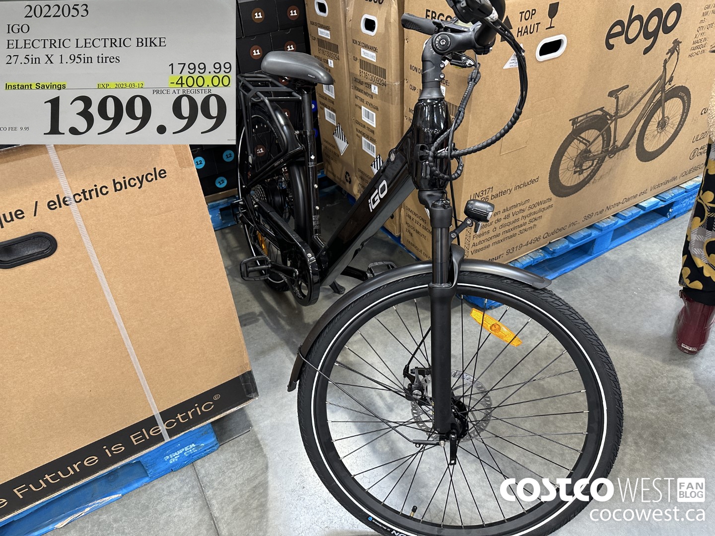2022053 IGO ELECTRIC LECTRIC BIKE 27.5IN X 1.95IN TIRES ($400.00 INSTANT SAVINGS EXPIRES ON 2023-03-12) $1399.99
