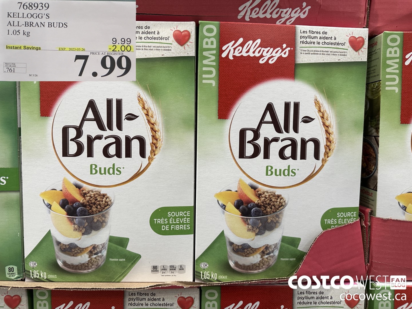 768939 KELLOGG'S ALL-BRAN BUDS JUMBO 1050 G ($2.00 INSTANT SAVINGS EXPIRES ON 2023-03-26) $7.99
