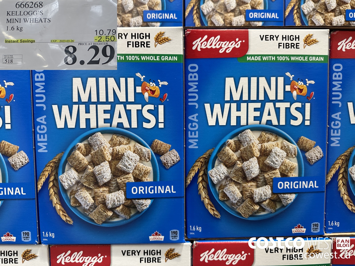 666268 KELLOGG'S MINI WHEATS 1.6 kg ($2.50 INSTANT SAVINGS EXPIRES ON 2023-03-26) $8.29
