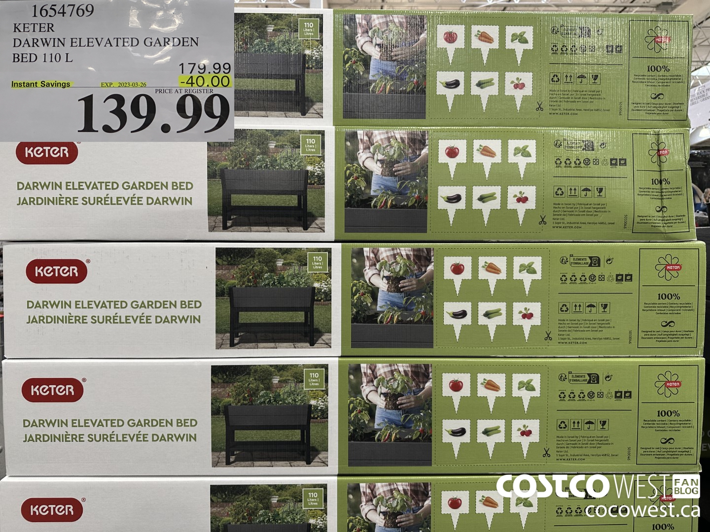 1654769 KETER DARWIN ELEVATED GARDEN BED 110 L ($40.00 INSTANT SAVINGS EXPIRES ON 2023-03-26) $139.99