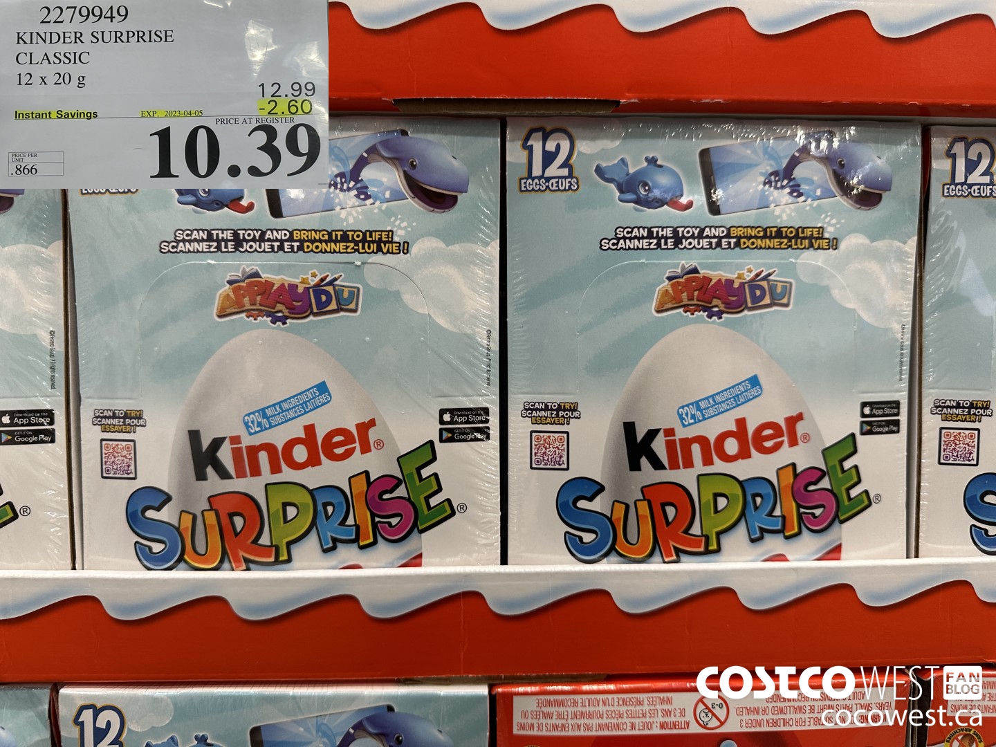 2279949 KINDER SURPRISE CLASSIC 12 x 20g ($2.60 INSTANT SAVINGS EXPIRES ON 2023-04-05) $10.39