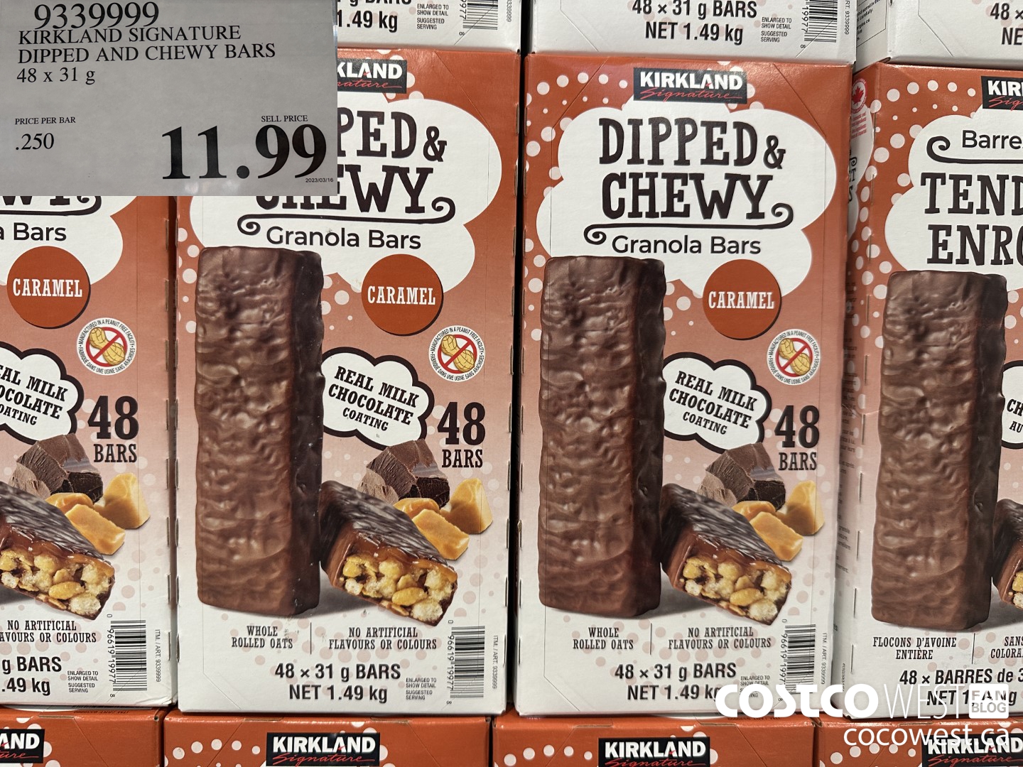 9339999 KIRKLAND SIGNATURE DIPPED AND CHEWY BARS 48 X 31 G $11.99