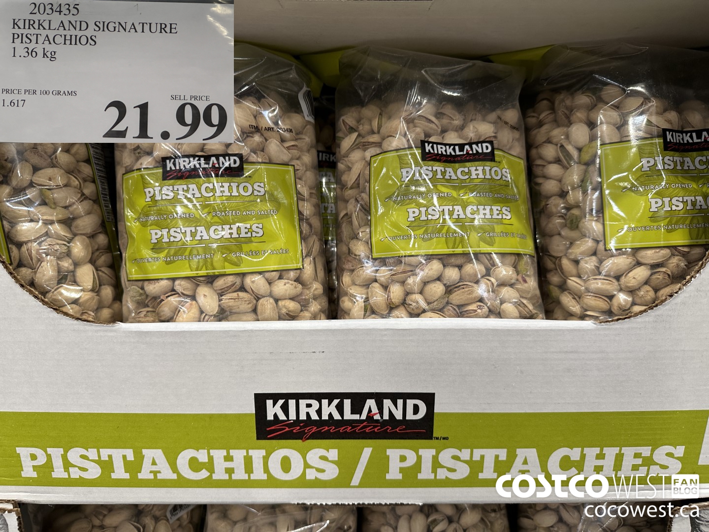 203435 KIRKLAND SIGNATURE PISTACHIOS 1.36 KG $21.99
